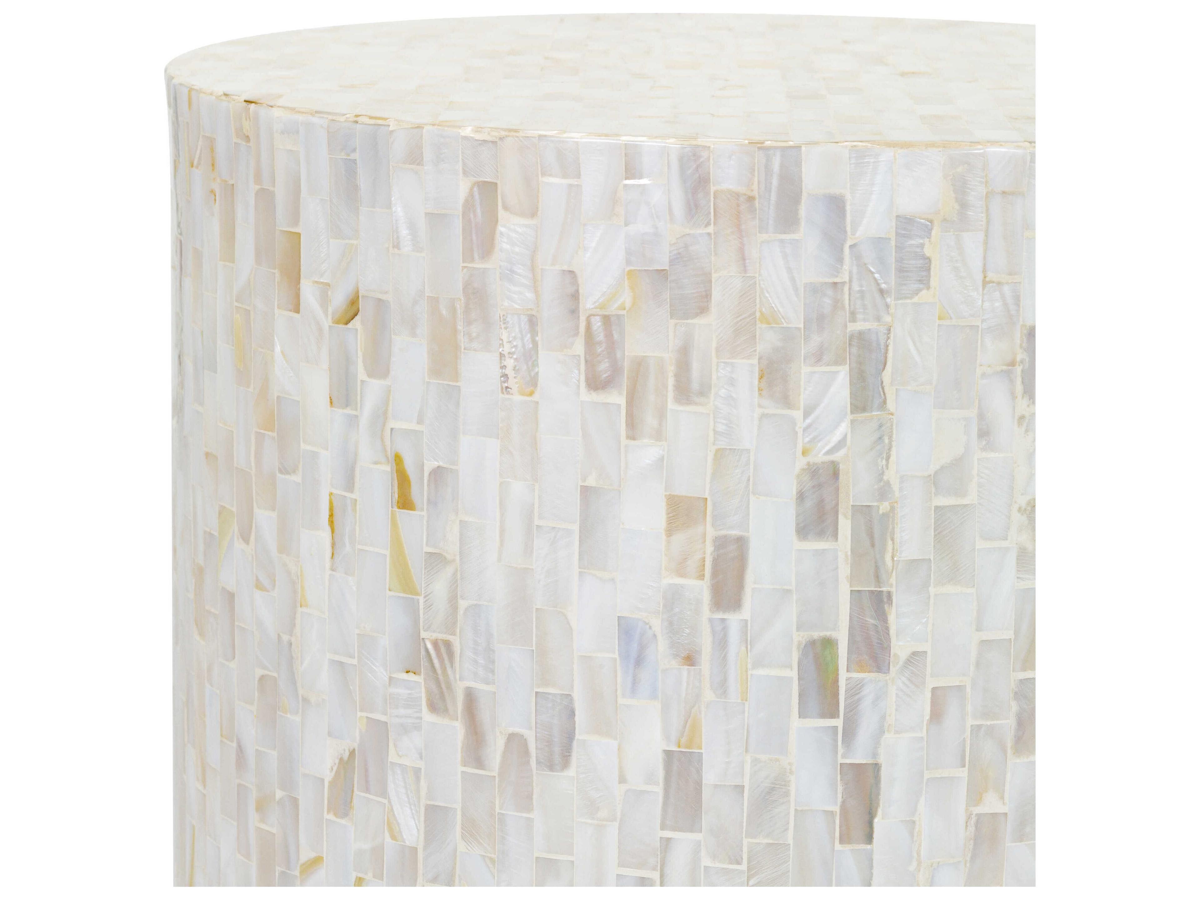 Livabliss by Surya Iridescent Round Ivory Gray End Table