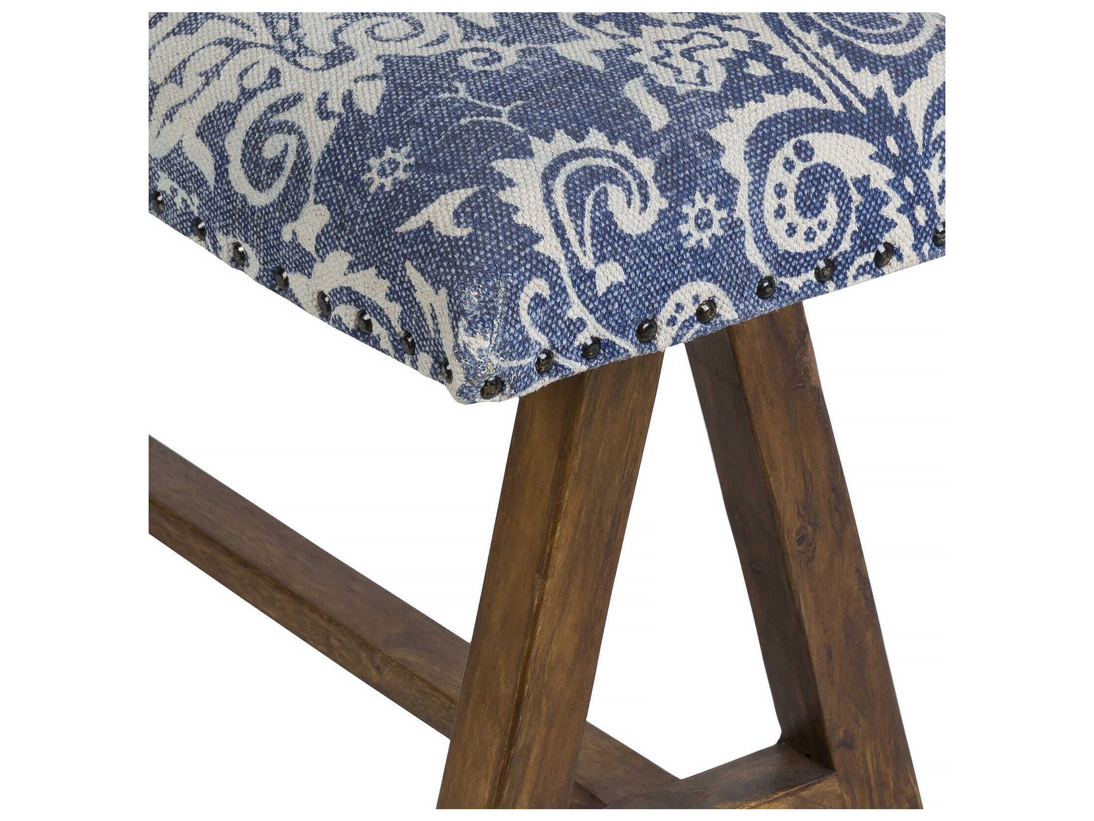 Livabliss by Surya Kanpur Blue Brown Upholstered Accent Bench
