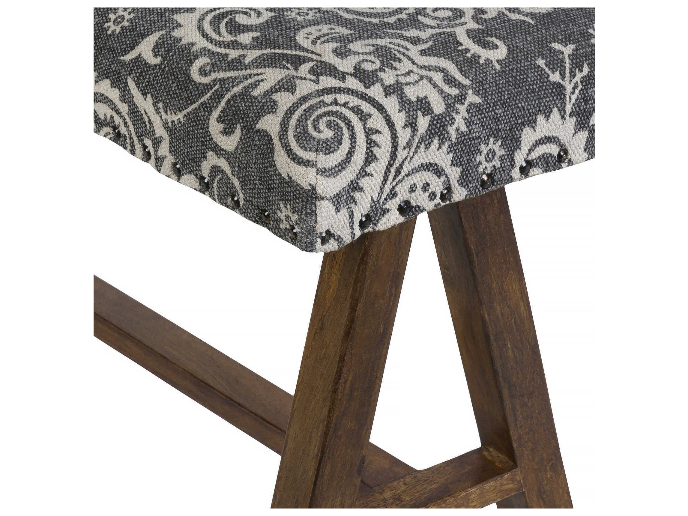 Livabliss by Surya Kanpur Black Brown Upholstered Accent Bench