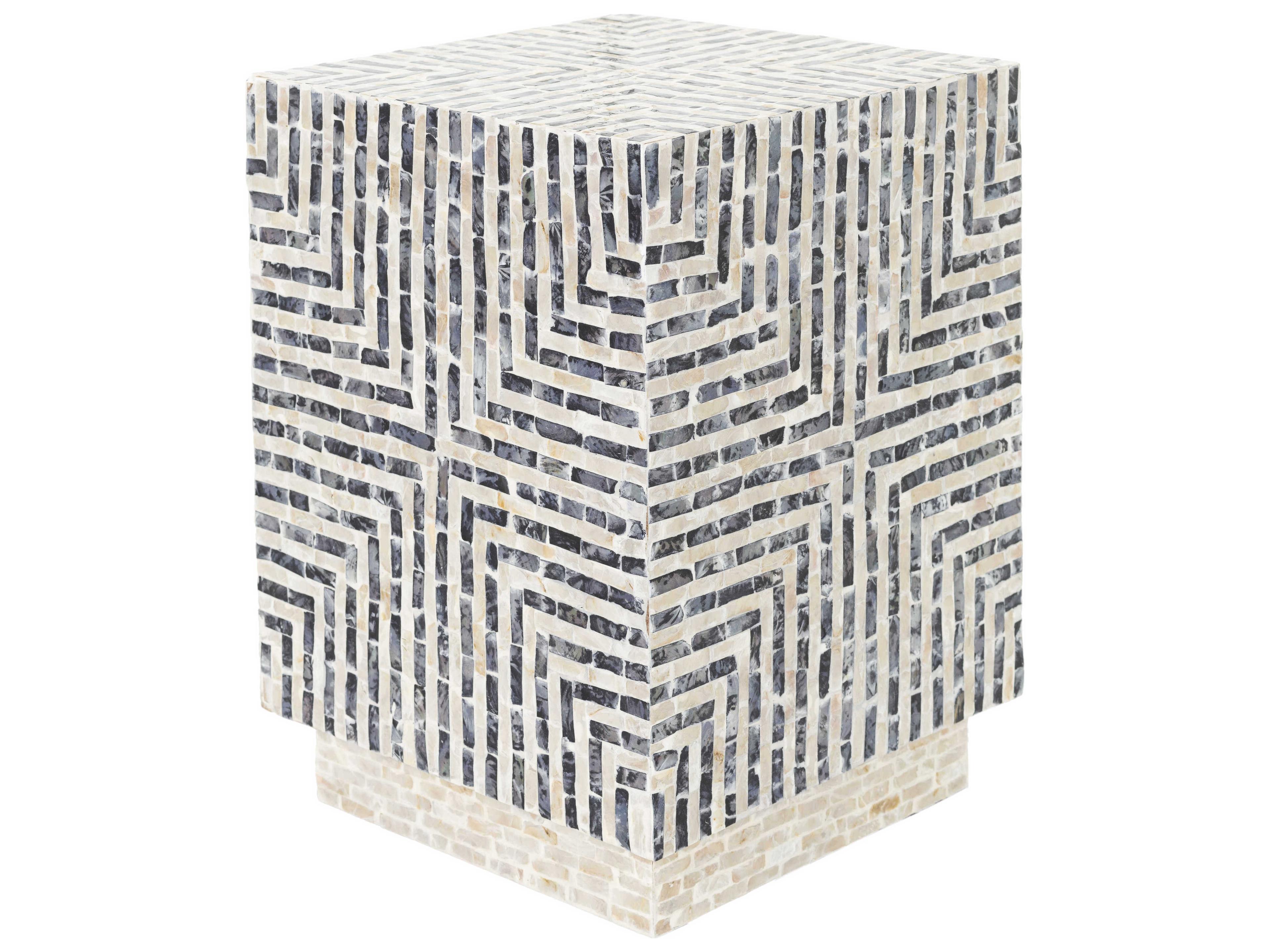 Livabliss by Surya Lharysa Rectangular Wood Black Cream End Table