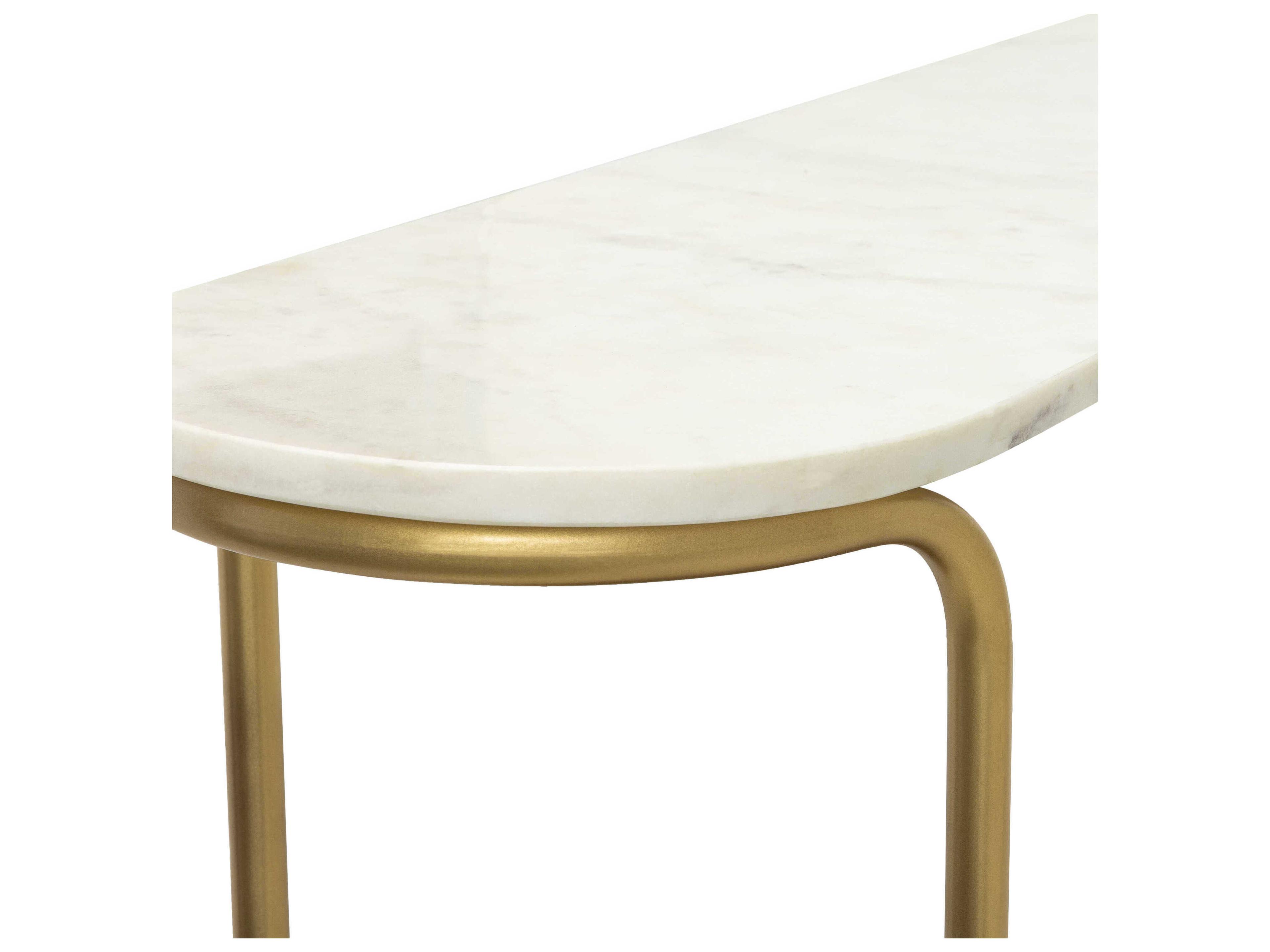 Livabliss by Surya Nicola Oval Marble White Brown Gold Console Table