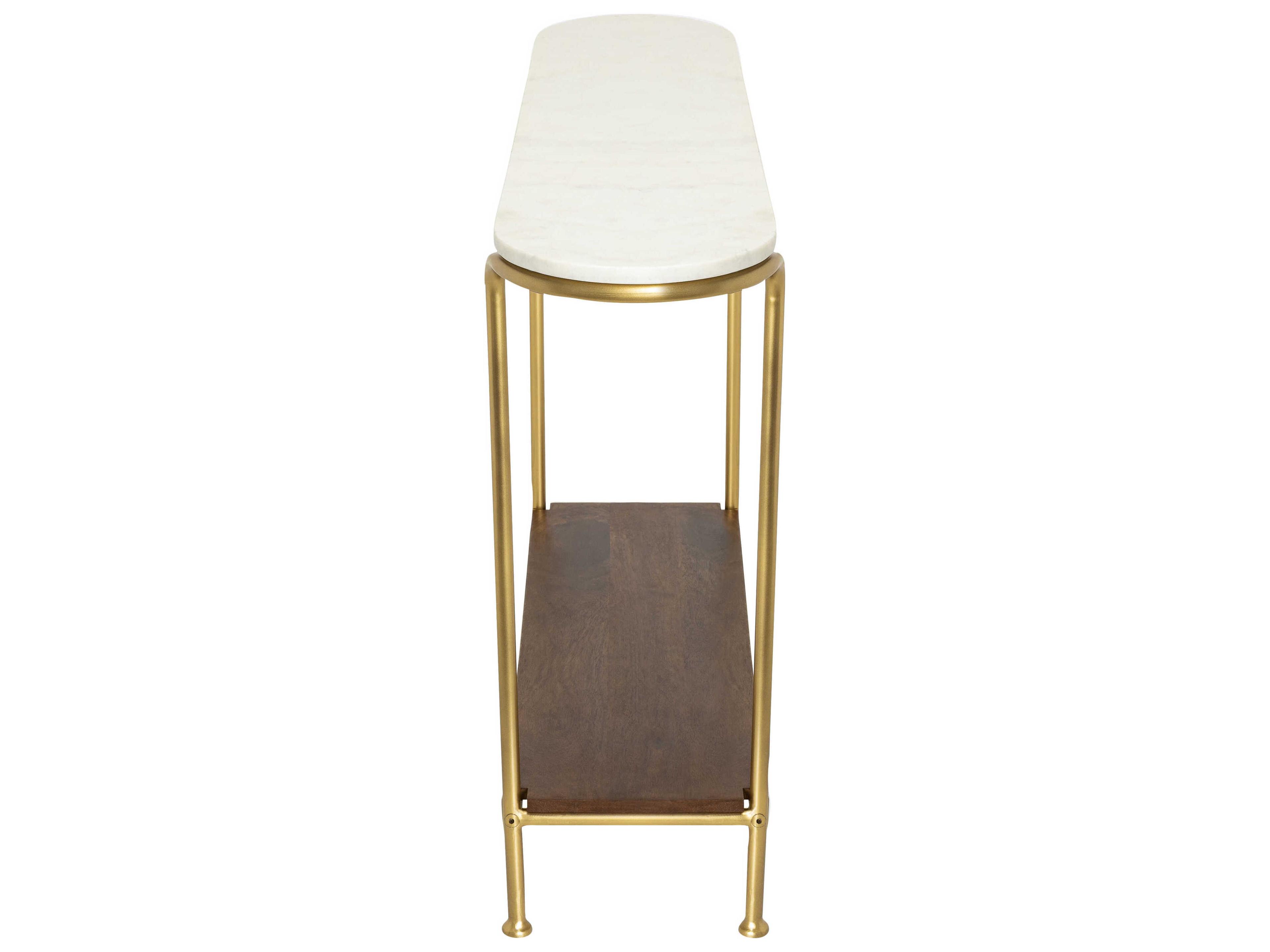 Livabliss by Surya Nicola Oval Marble White Brown Gold Console Table