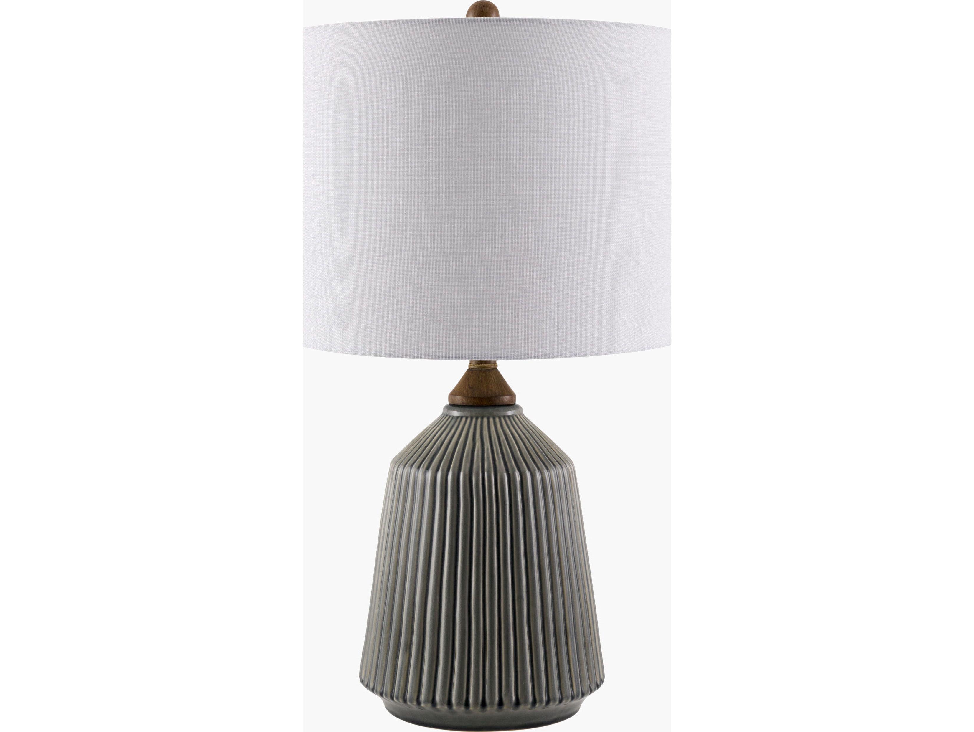 Livabliss by Surya Lennon Glazed Gray White Linen Buffet Lamp