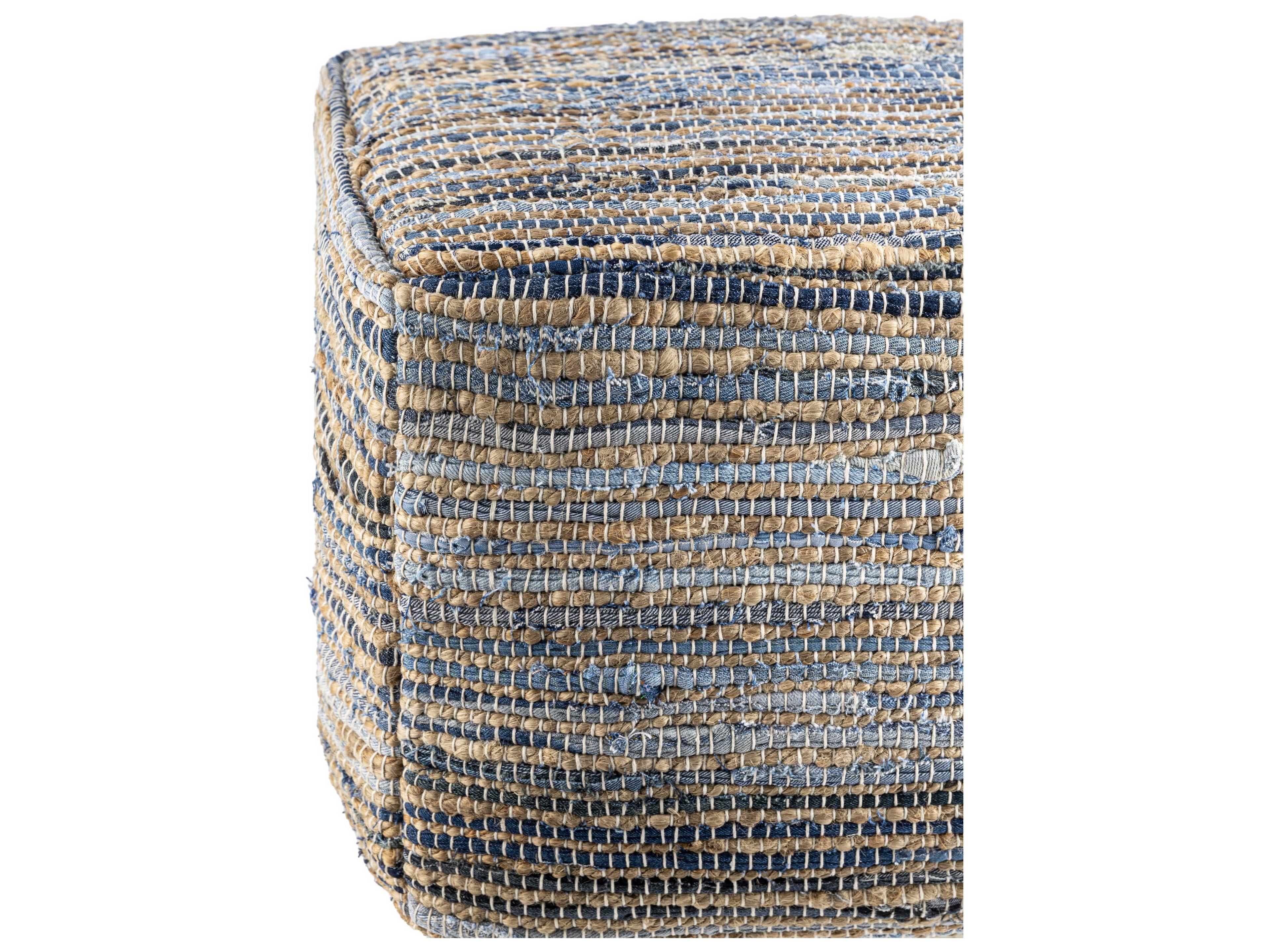 Livabliss by Surya Patrik Denim Blue Upholstered Pouf