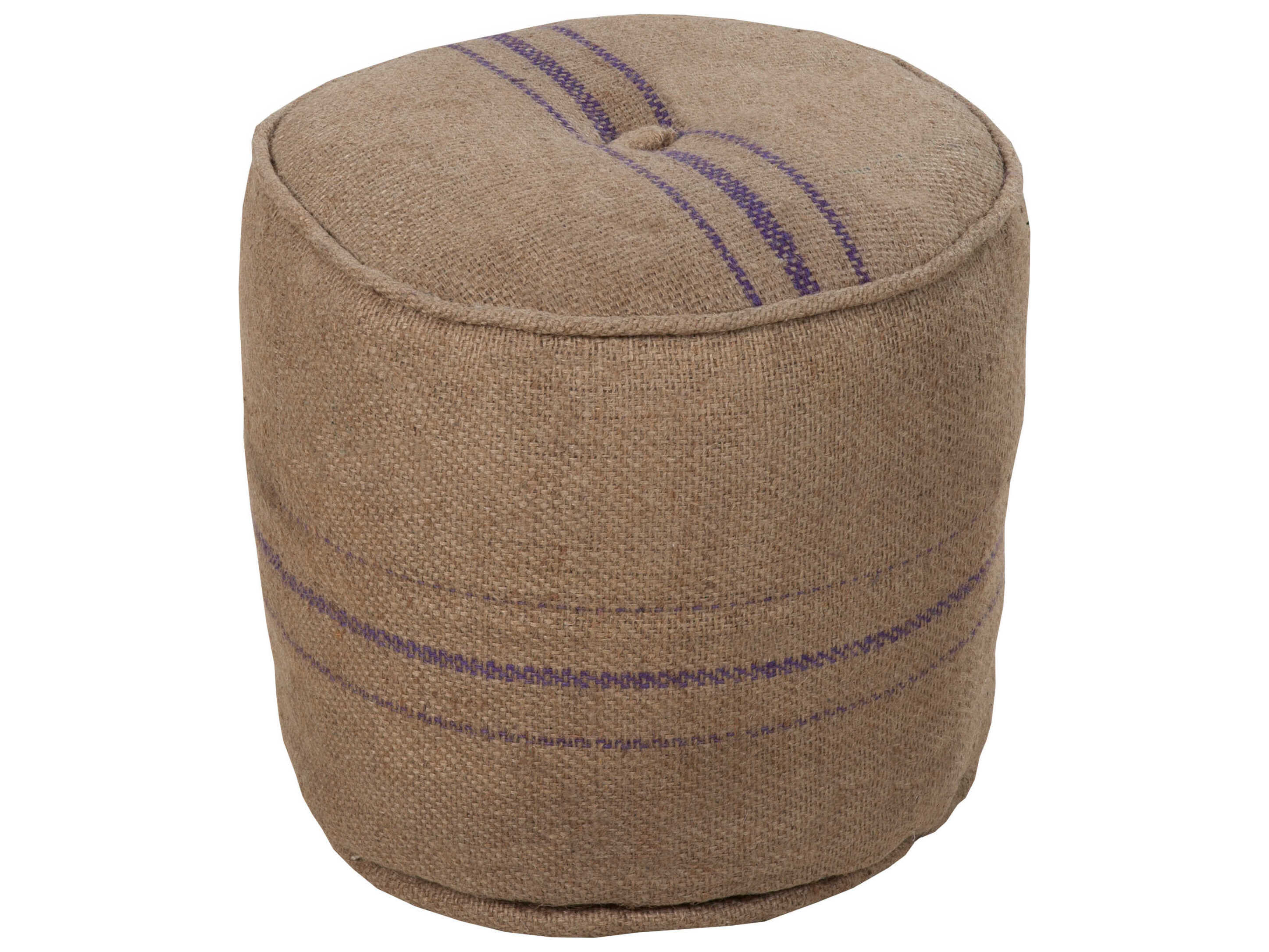 Livabliss by Surya Burlap Tan Purple Aqua Blue Upholstered Ottoman