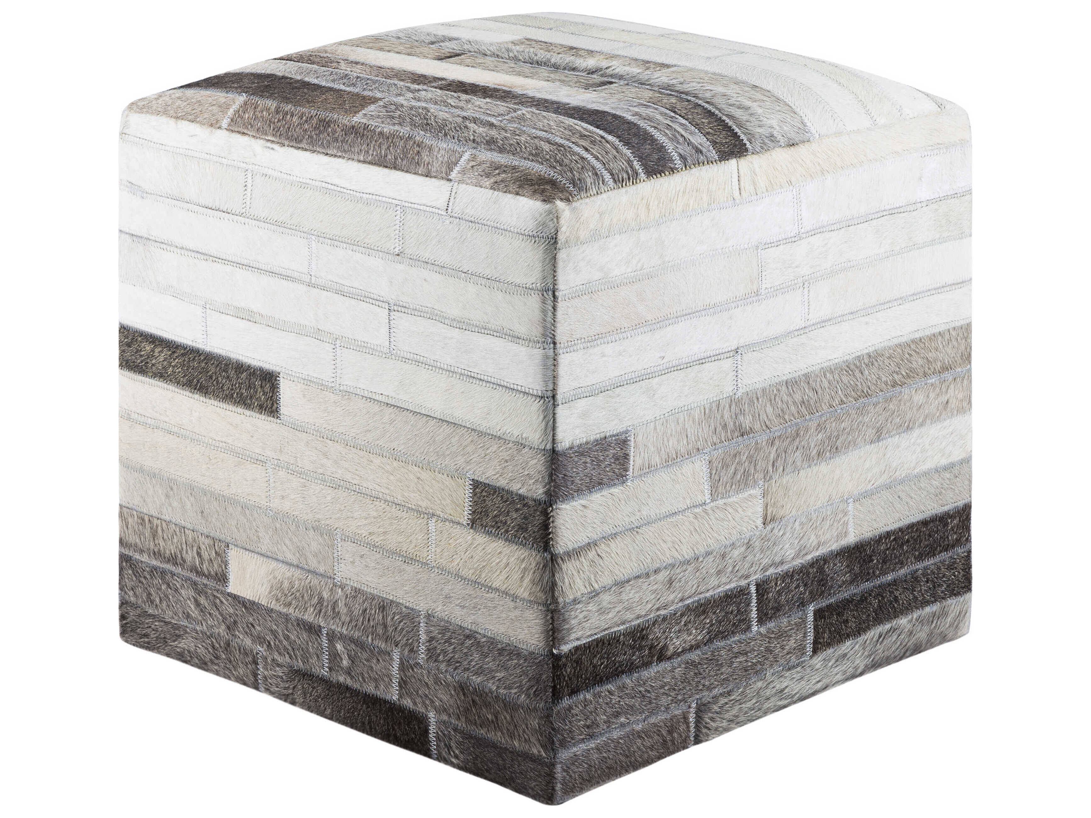 Livabliss by Surya Appalachian Ivory Gray Leather Ottoman