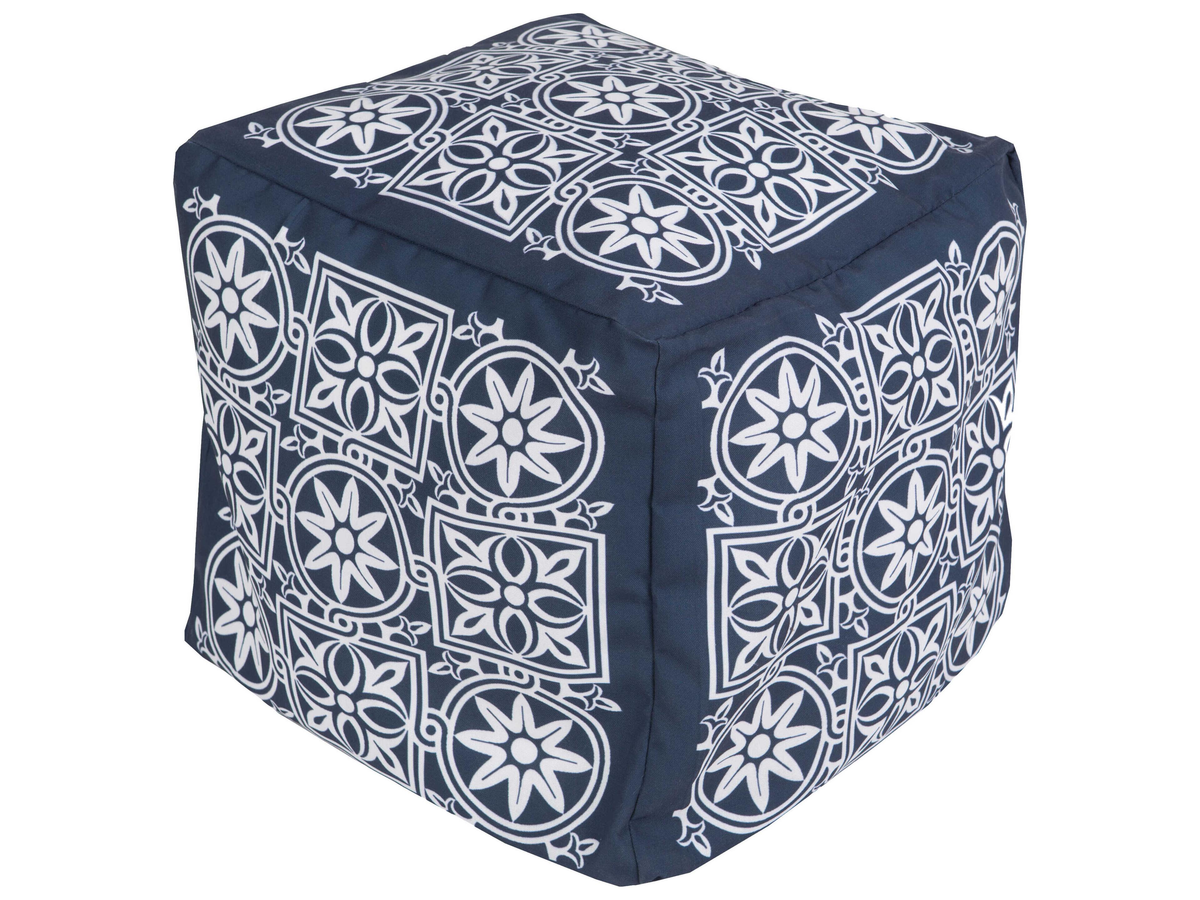Livabliss by Surya Rain Navy Blush Blue Upholstered Pouf