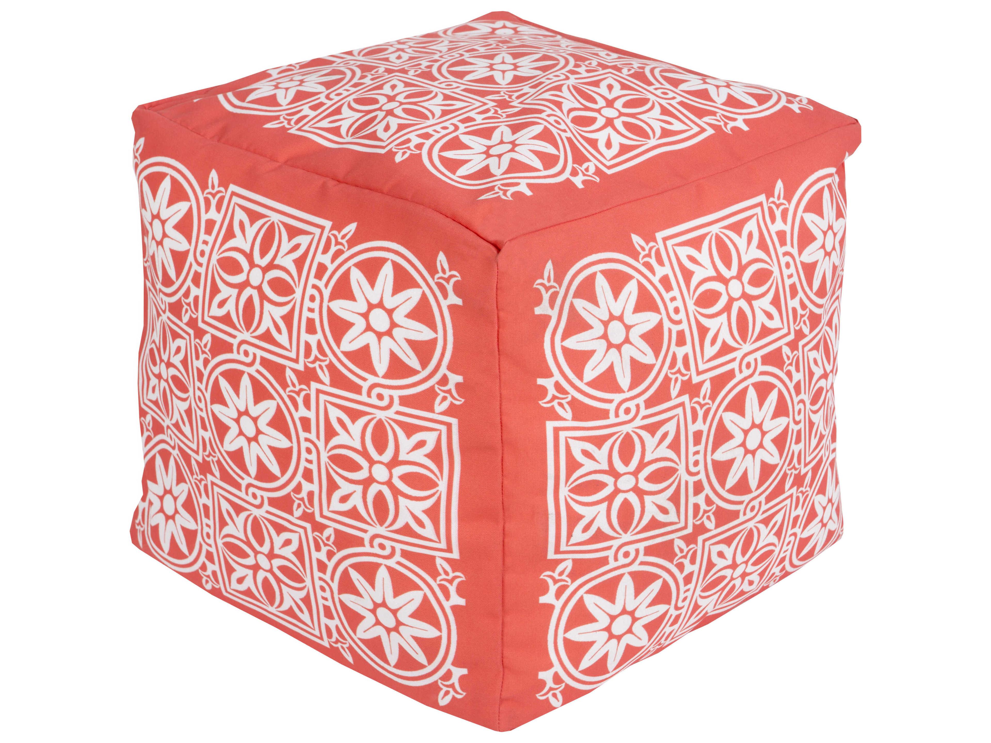 Livabliss by Surya Rain Dusty Coral Orange Upholstered Pouf