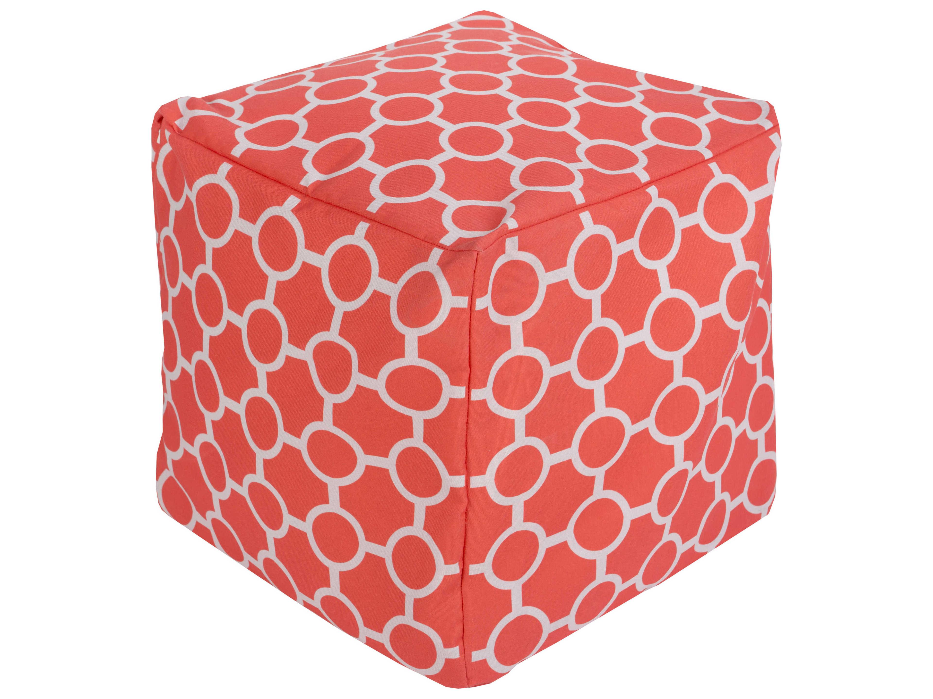 Livabliss by Surya Rain Coral Orange Upholstered Pouf