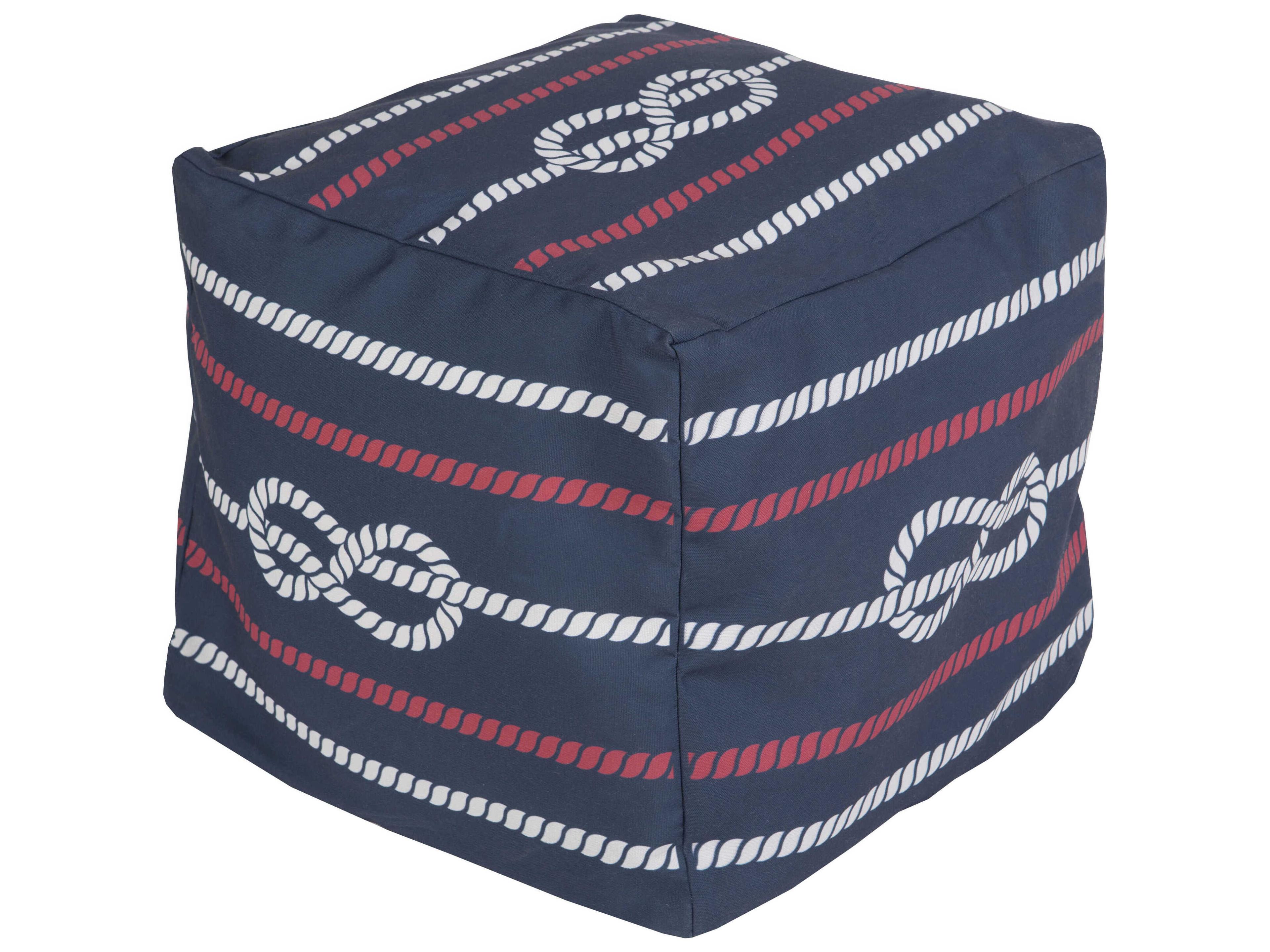 Livabliss by Surya Rain Navy Blue Upholstered Pouf
