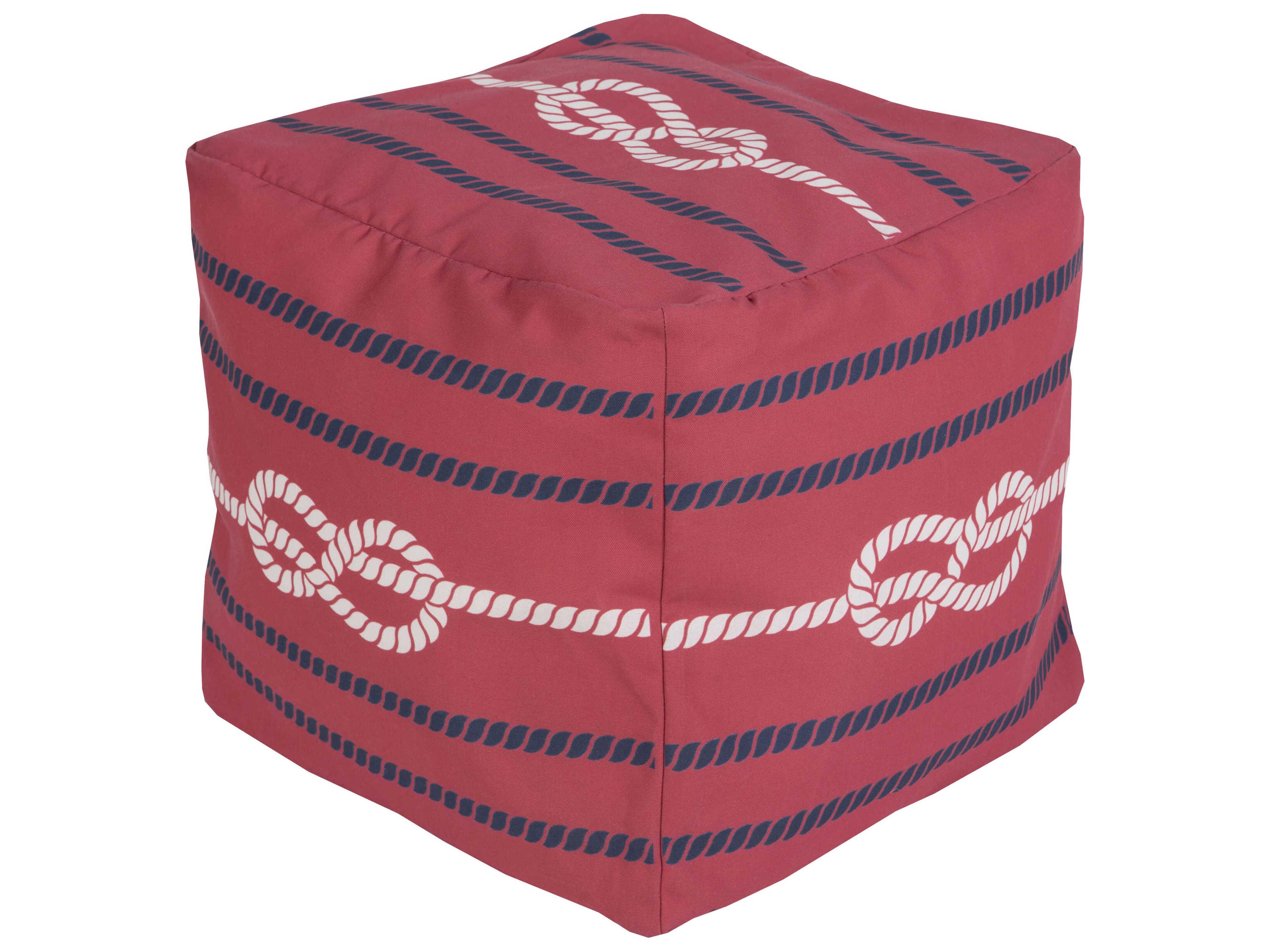 Livabliss by Surya Rain Red Upholstered Pouf