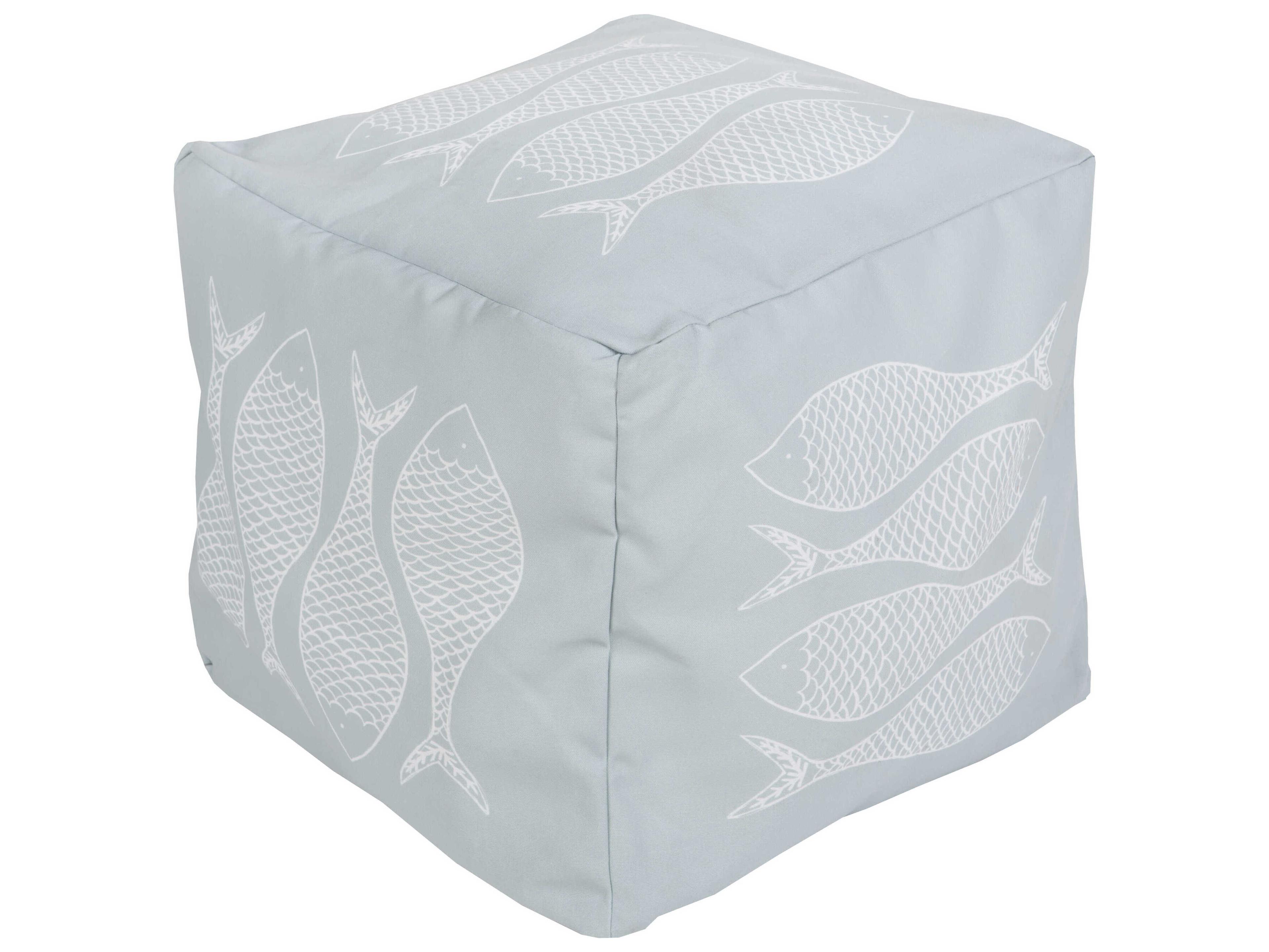 Livabliss by Surya Rain Pale Blue Upholstered Pouf