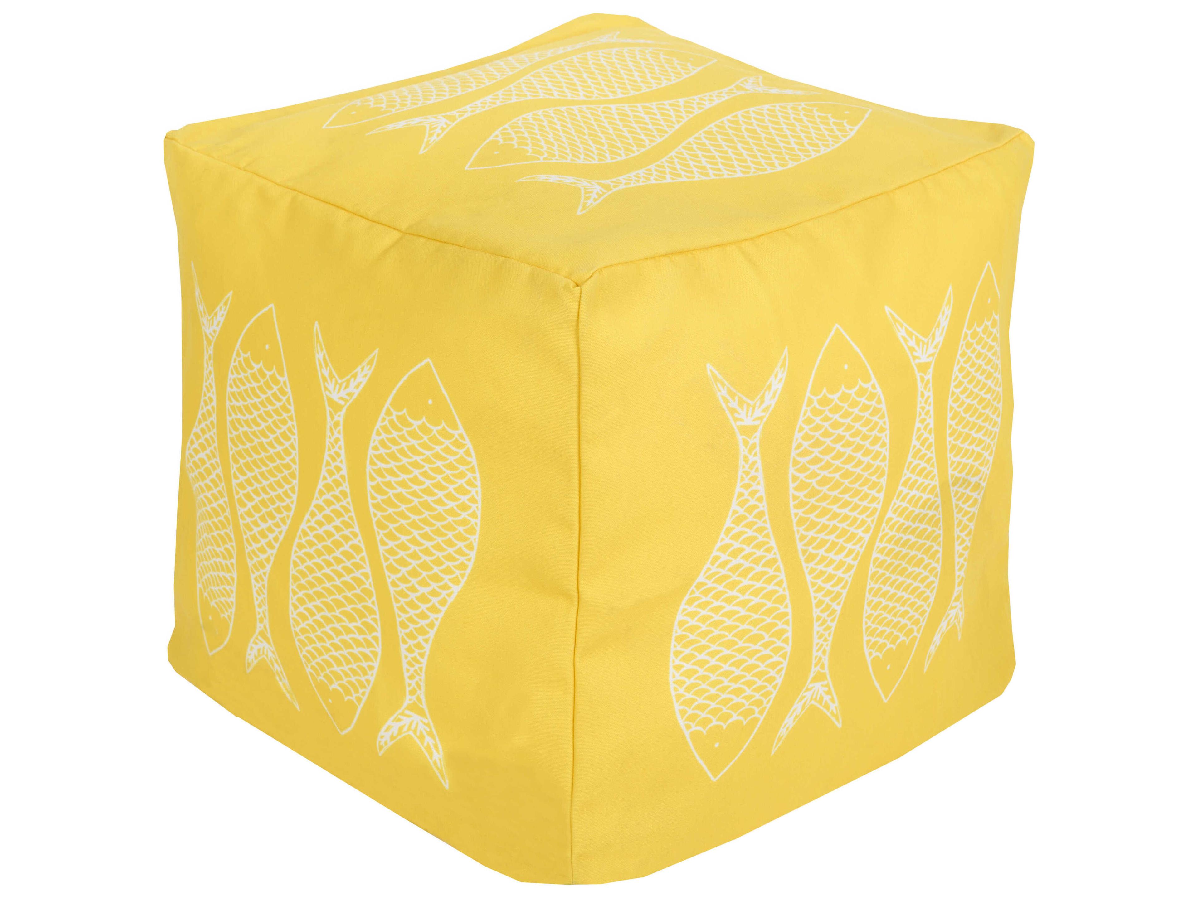 Livabliss by Surya Rain Orange Yellow Upholstered Pouf
