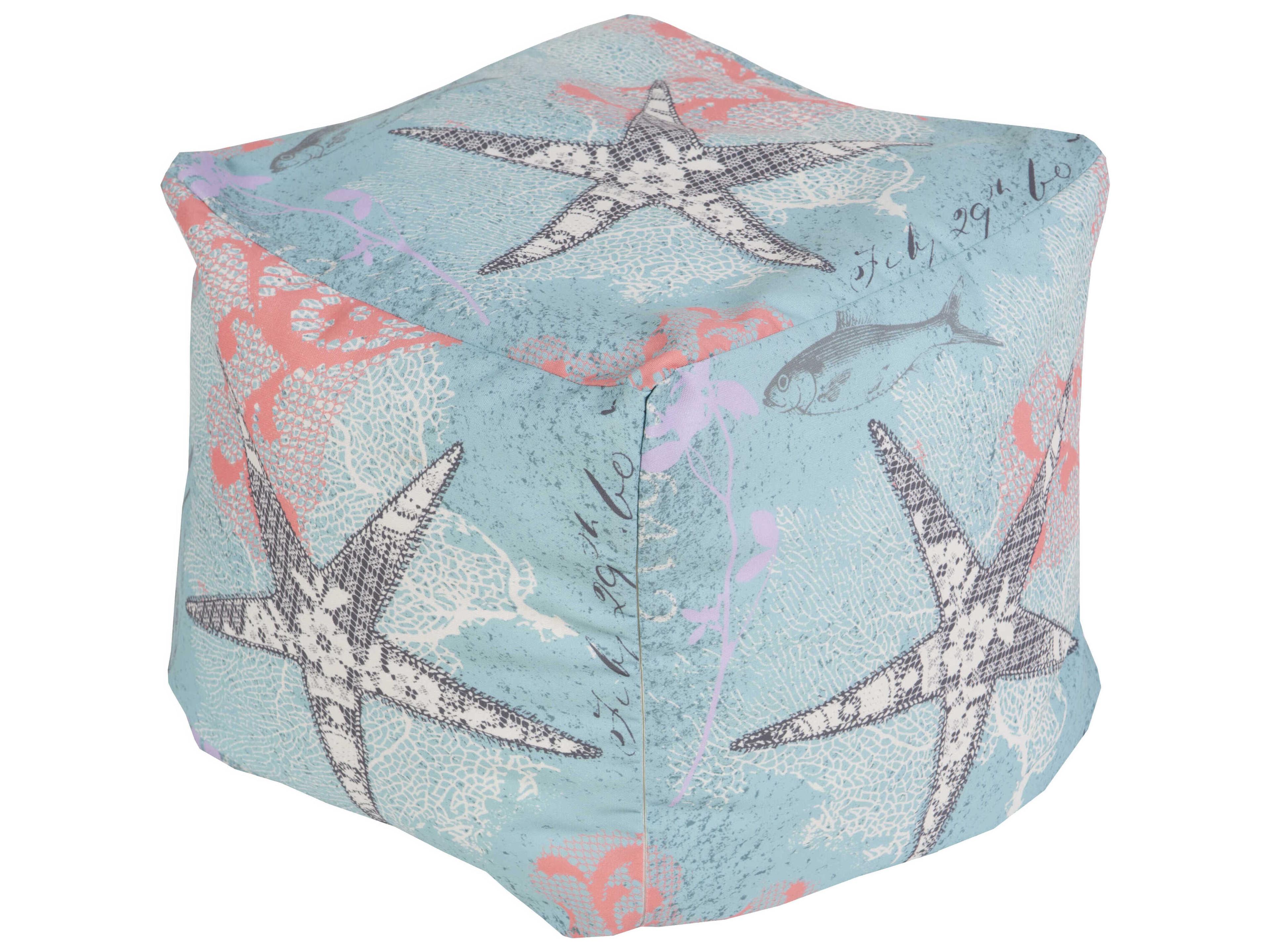 Livabliss by Surya Rain Aqua Blue Upholstered Pouf