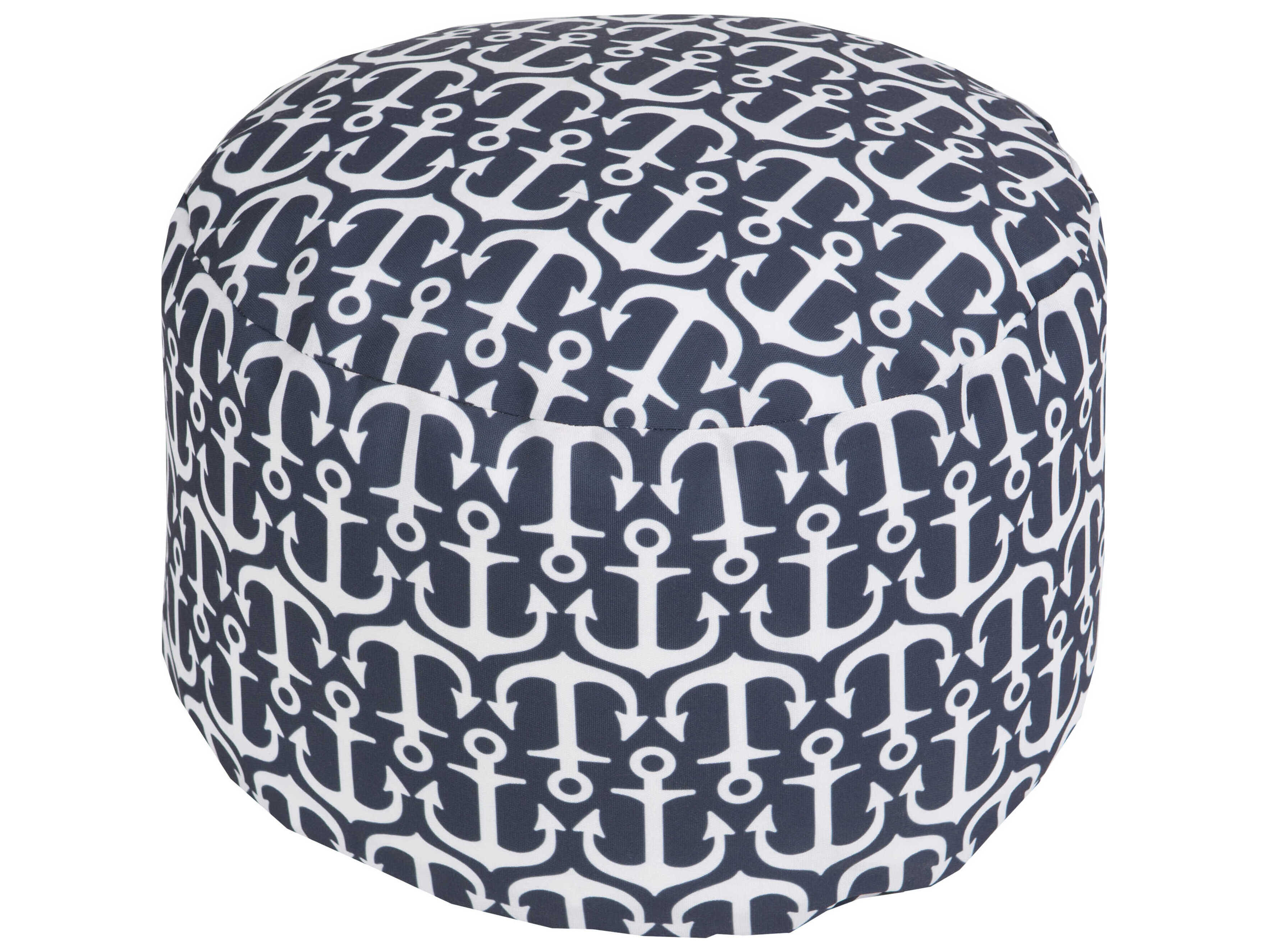 Livabliss by Surya Rain Blue Upholstered Pouf