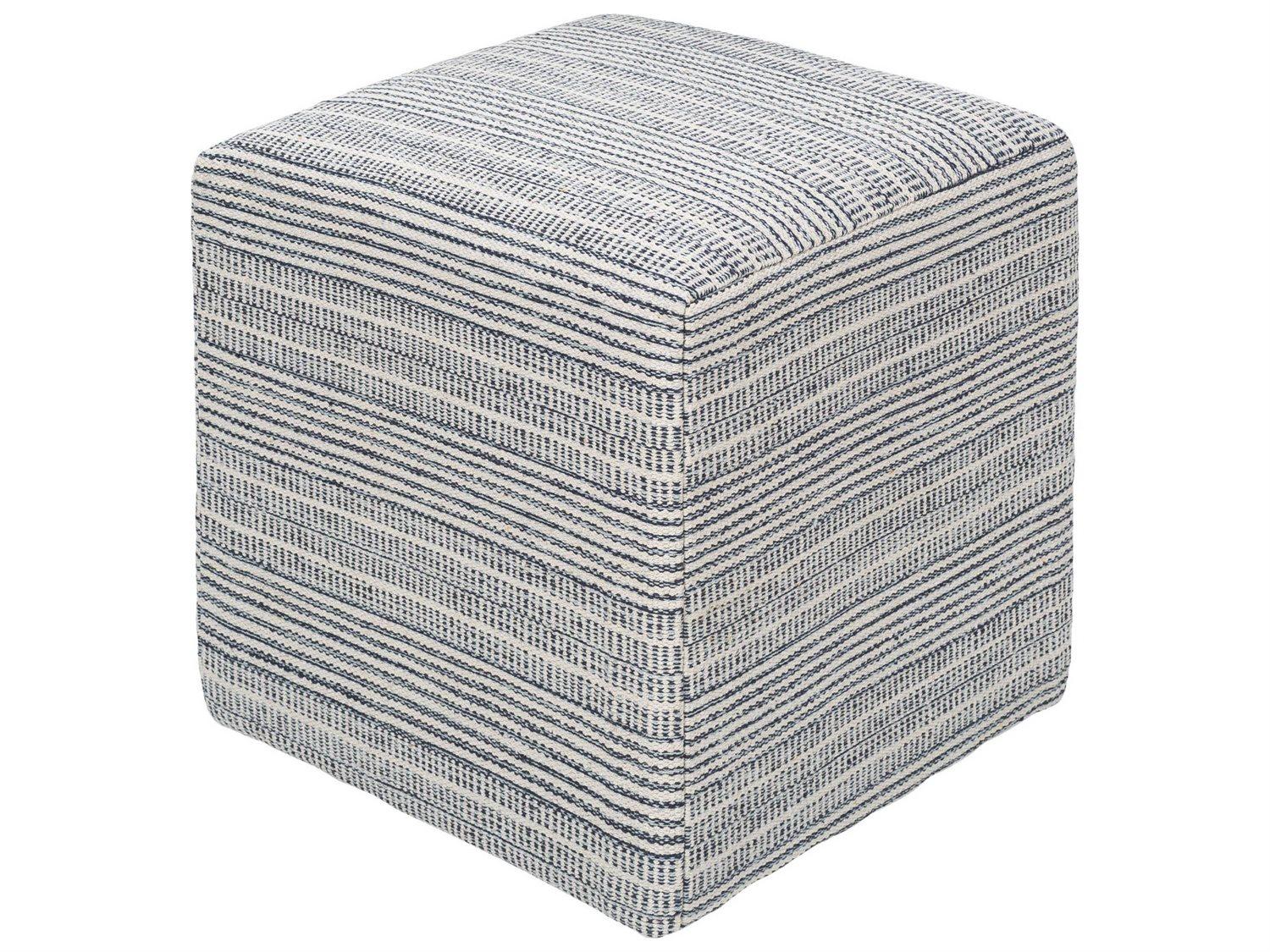 Livabliss by Surya Ryder Bright Blue White Upholstered Ottoman