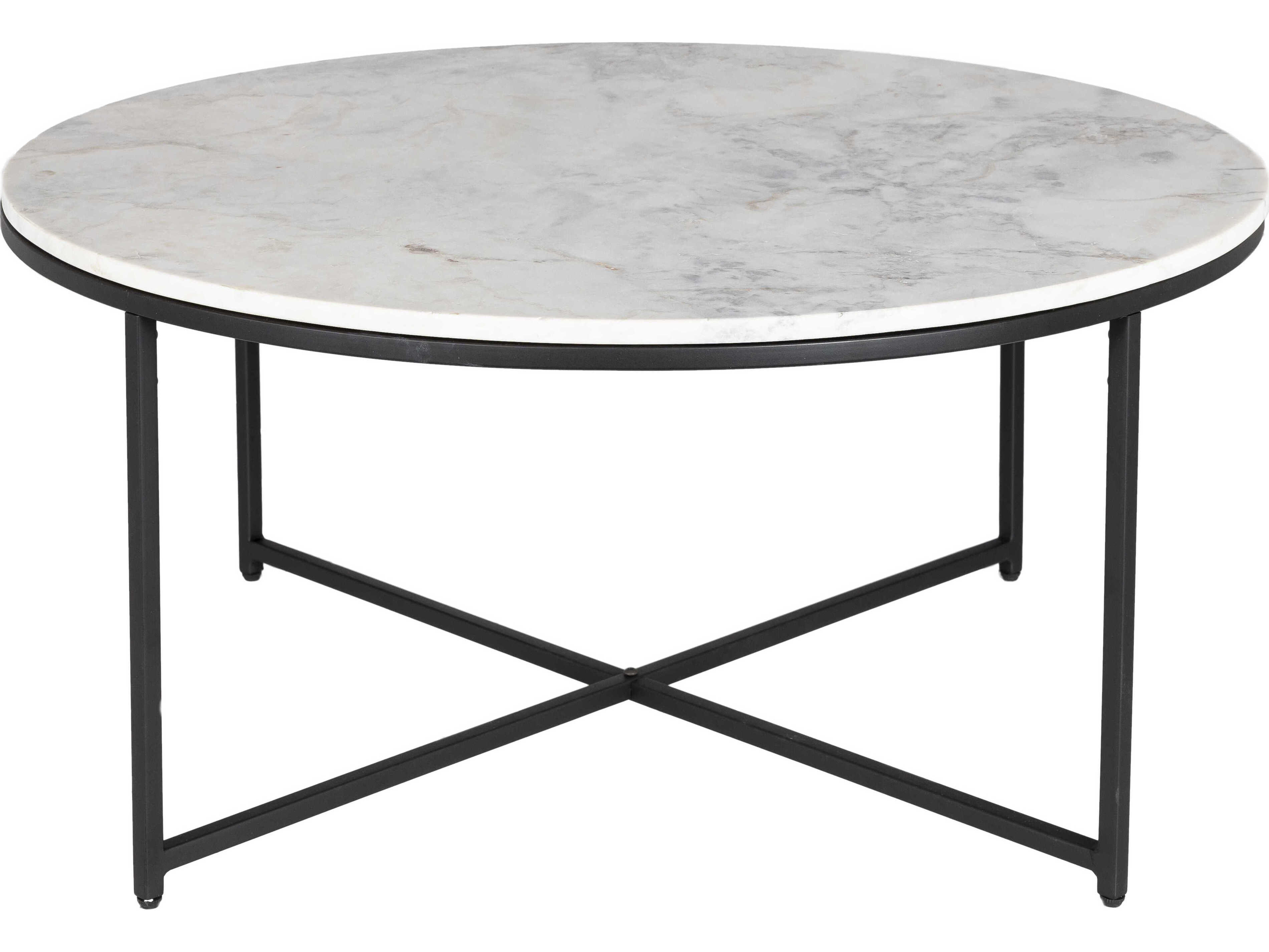 Livabliss by Surya Anastasia Round Marble White Black Coffee Table