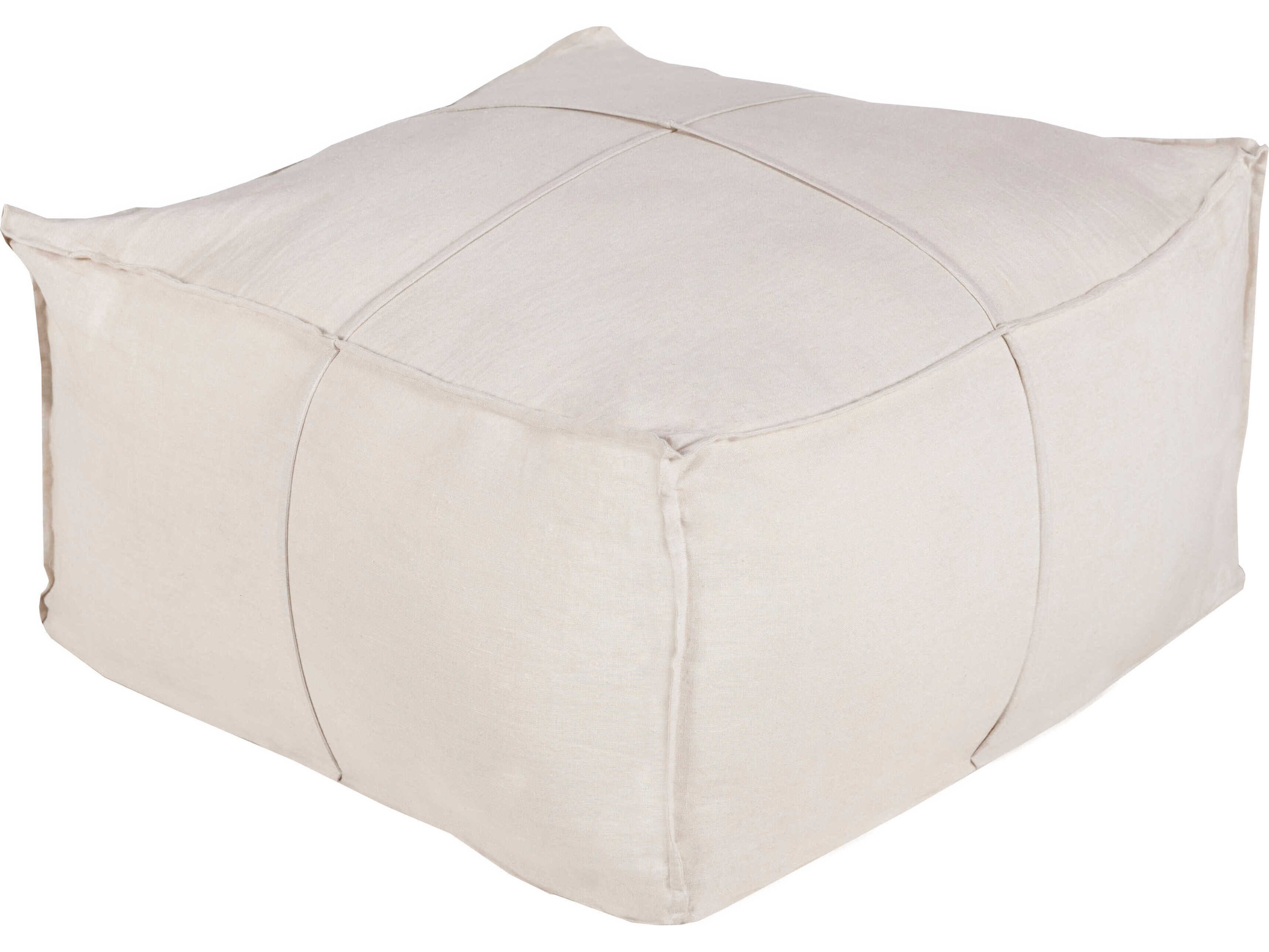 Livabliss by Surya Solid Linen Ivory White Upholstered Ottoman