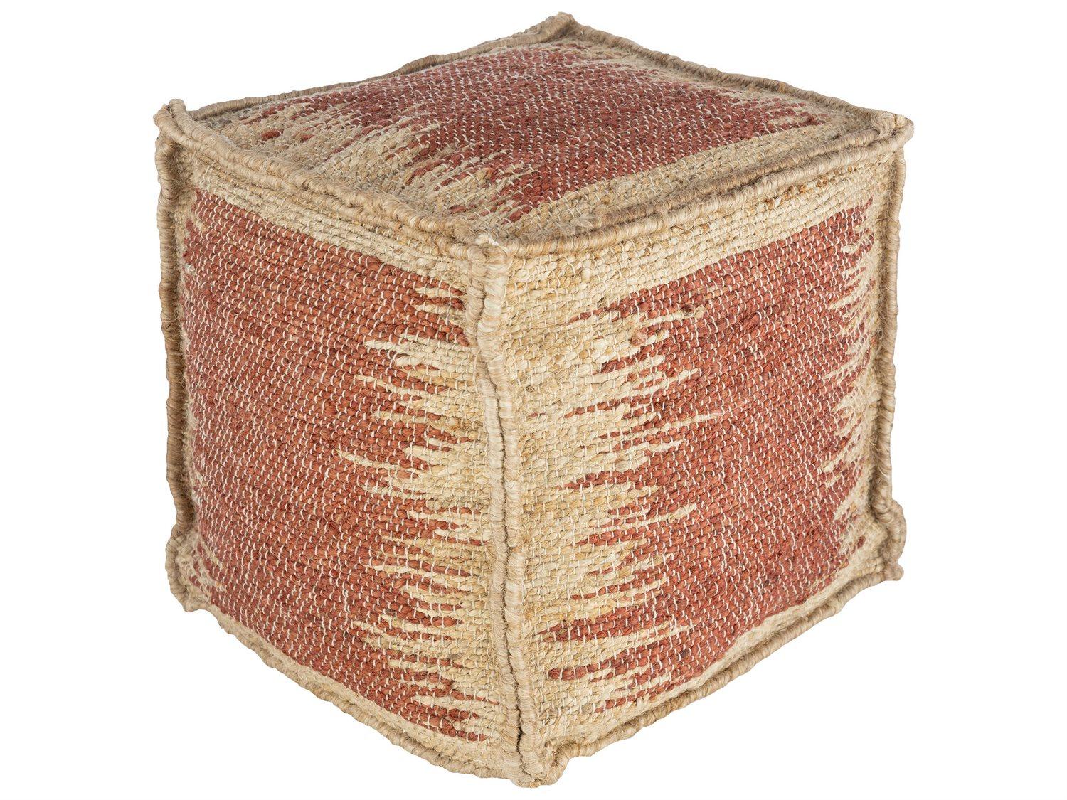 Livabliss by Surya Sonali Burnt Orange Khaki Brown Upholstered Ottoman