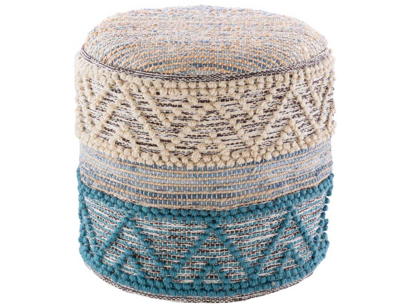 Livabliss by Surya Sydney Blue Upholstered Ottoman