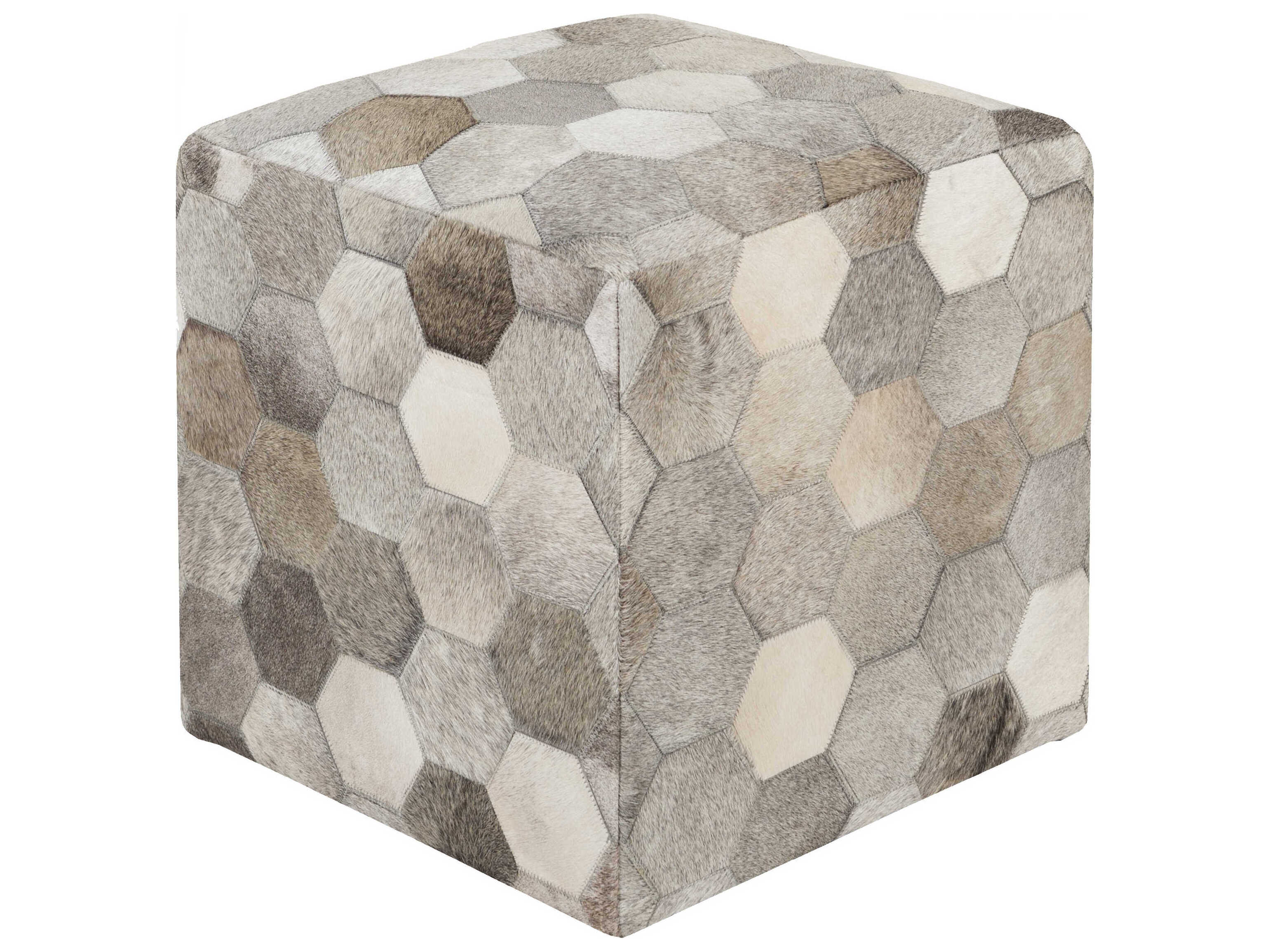 Livabliss by Surya Trail Light Gray Leather Ottoman