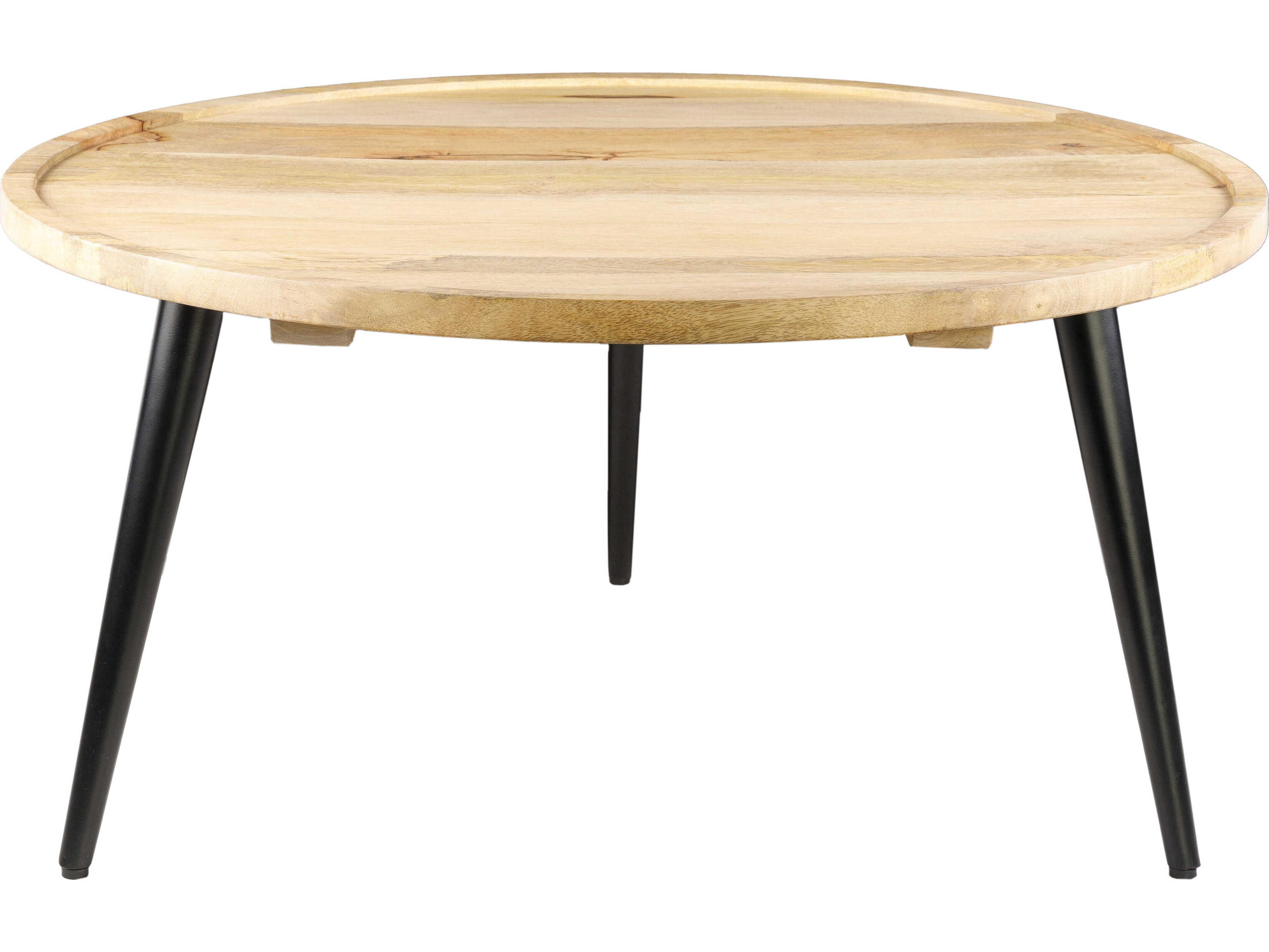Livabliss by Surya Saraswati Round Wood Tan Black Coffee Table