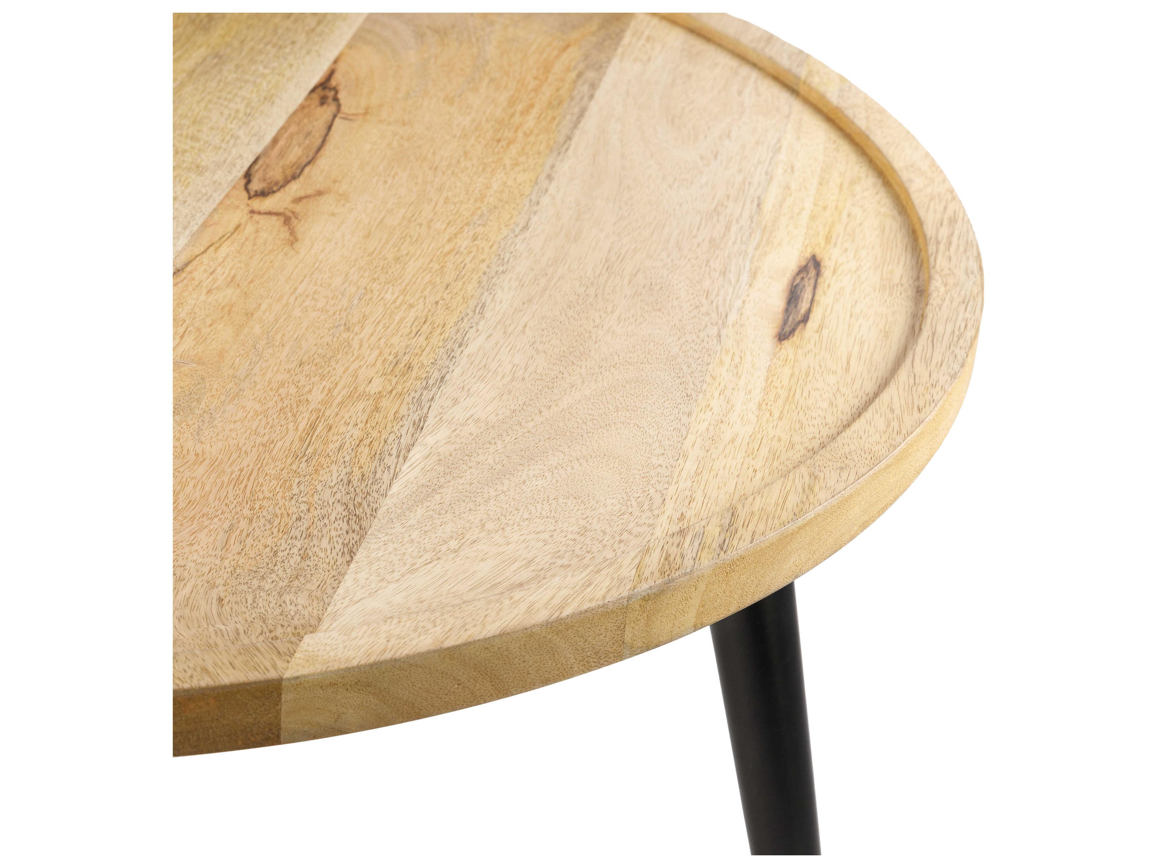 Livabliss by Surya Saraswati Round Wood Tan Black Coffee Table