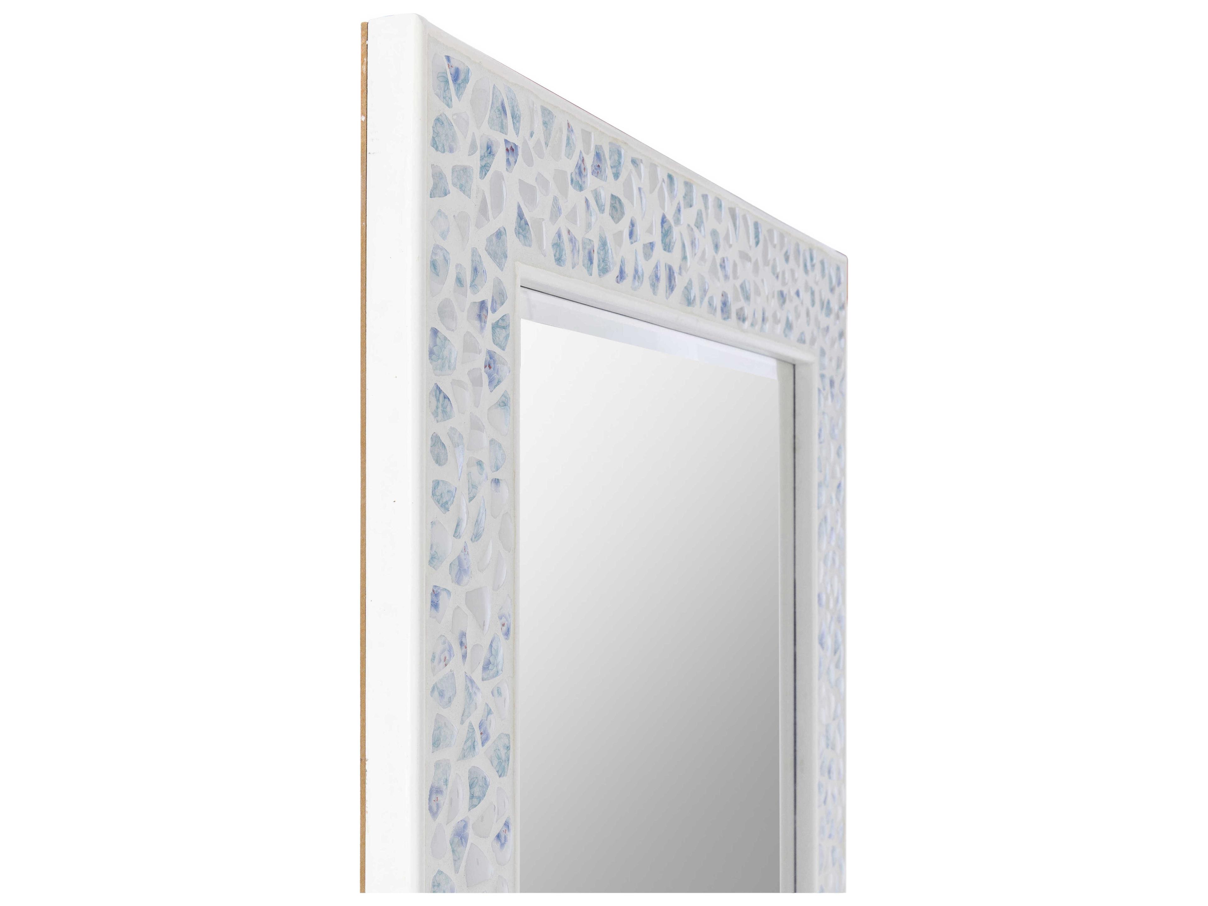 Livabliss by Surya Whitaker Natural Ivory Blue Rectangular Wall Mirror