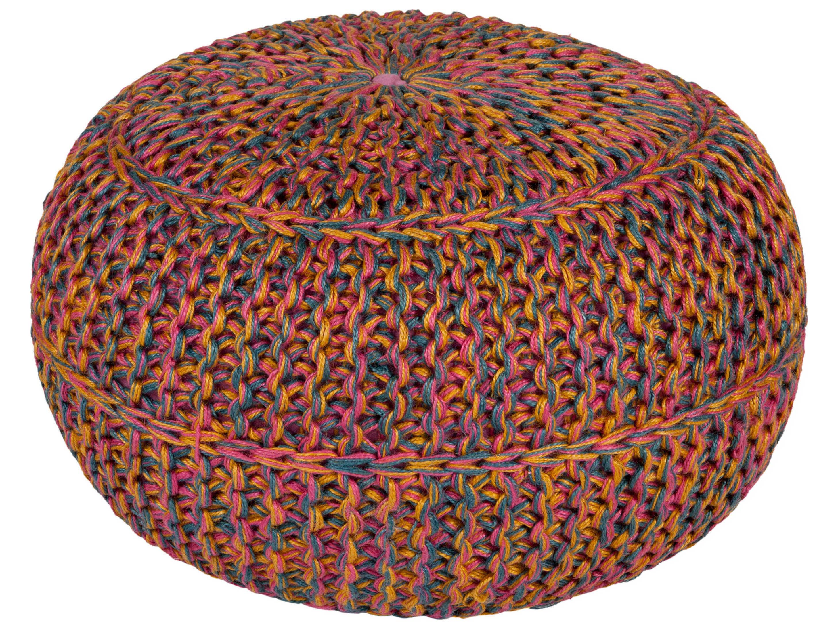 Livabliss by Surya Wisteria Rose Mustard Light Blue Orange Ottoman