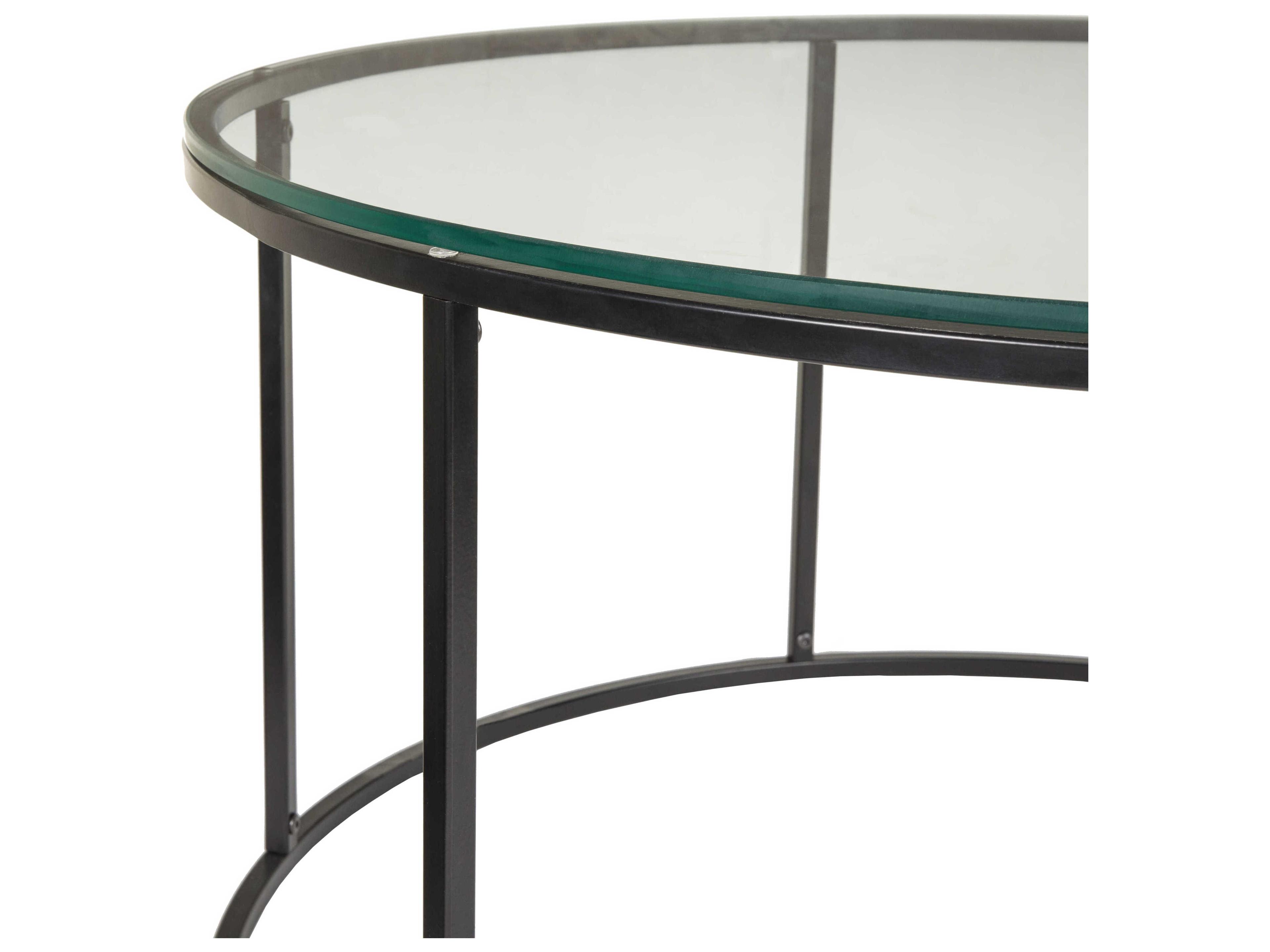 Livabliss by Surya Aryaa Round Glass Clear Black Coffee Table