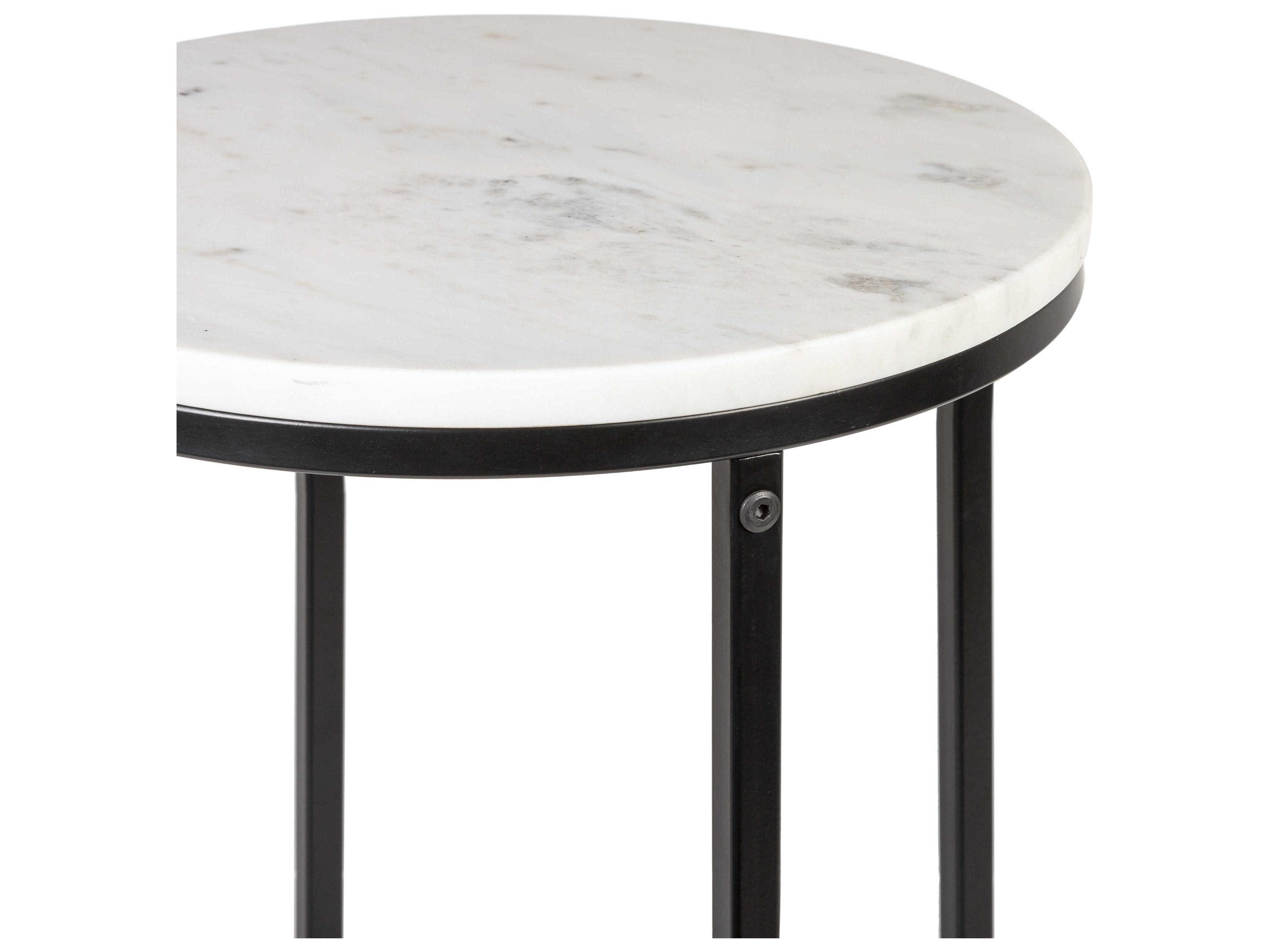 Livabliss by Surya Aryaa Round Marble White Black End Table