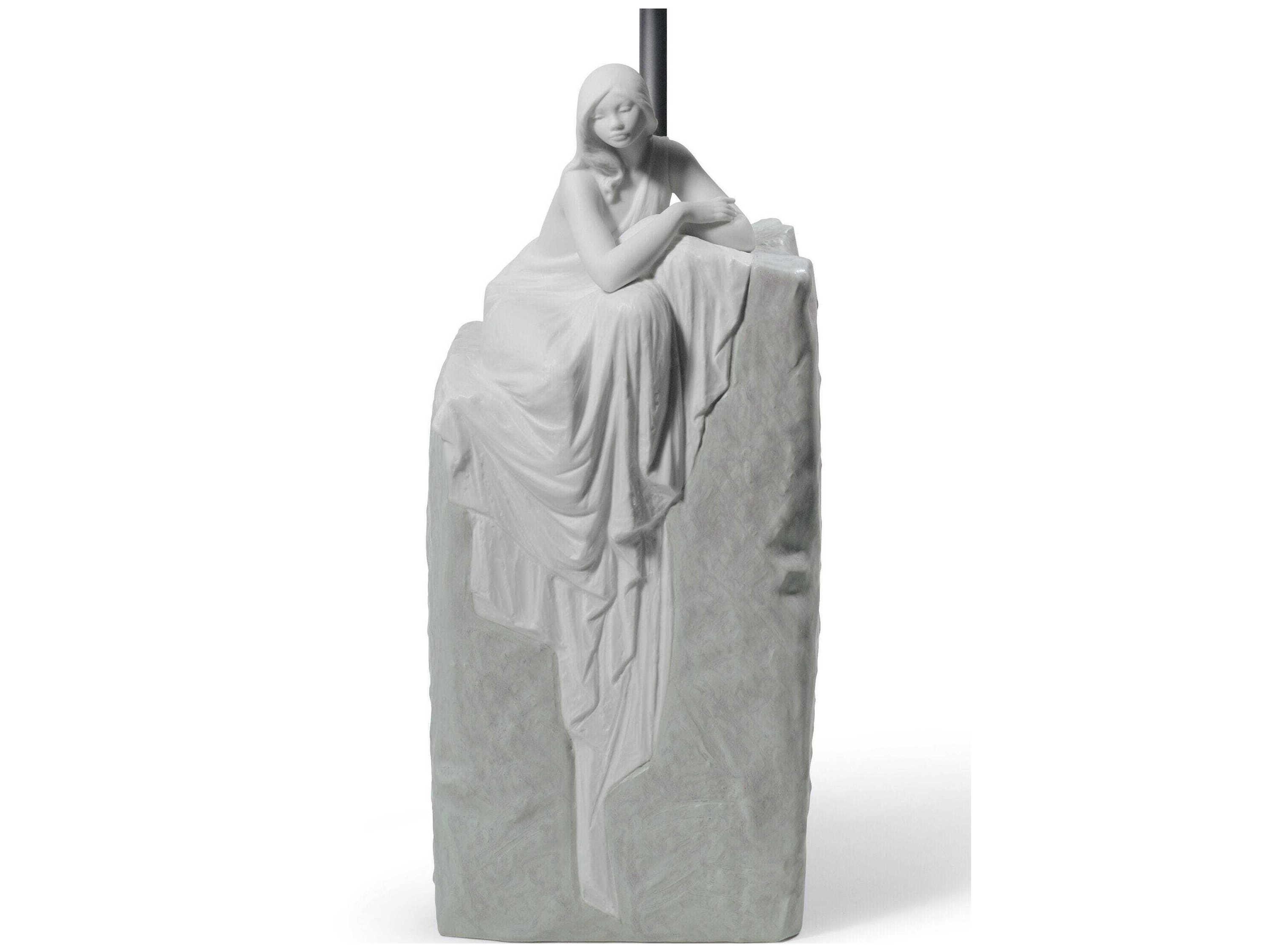 Lladro Meditating Woman-I Gray Table Lamp