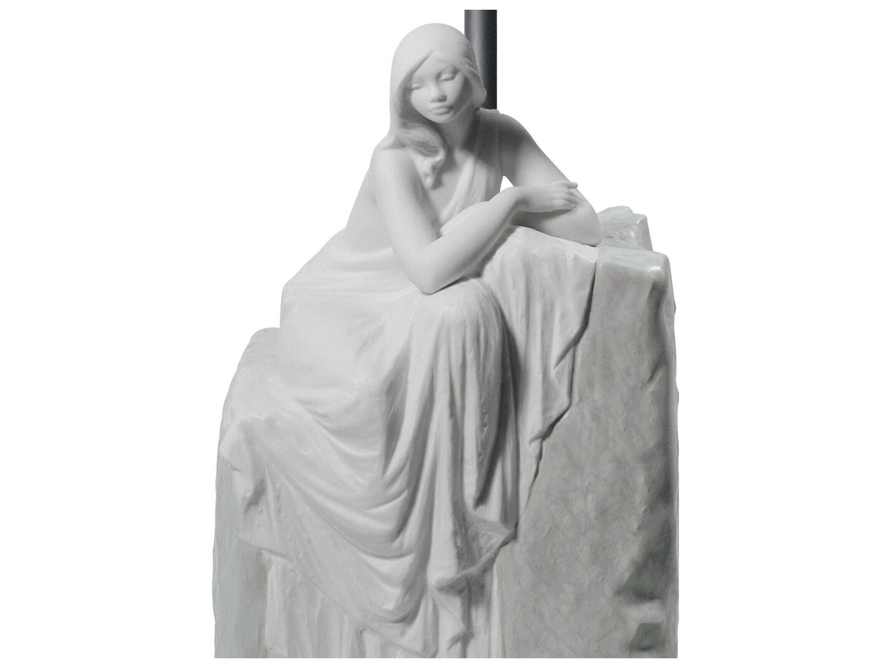 Lladro Meditating Woman-I Gray Table Lamp