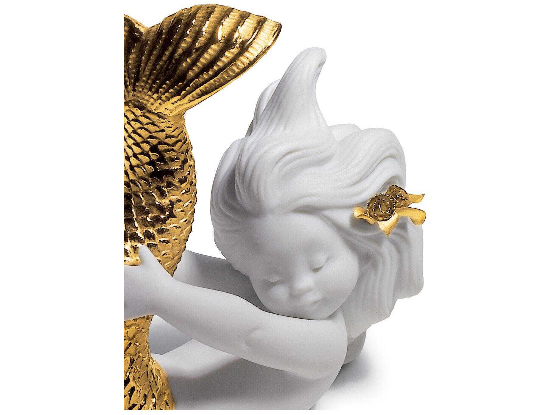 Lladro Playing At Sea Mermaid Figurine