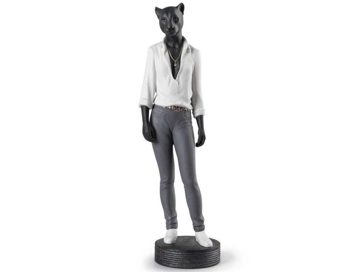 Lladro Panther Woman Figurine