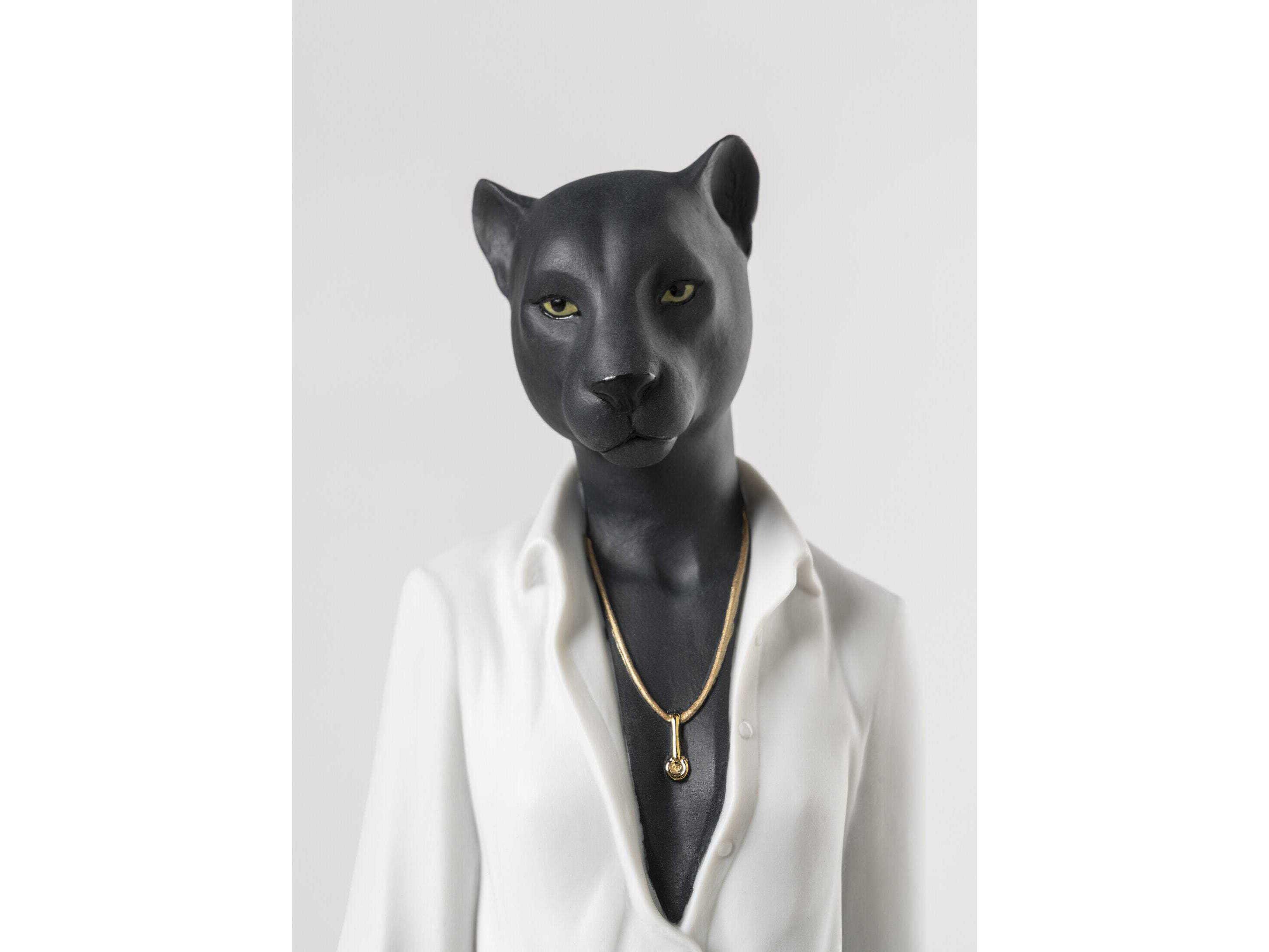Lladro Panther Woman Figurine