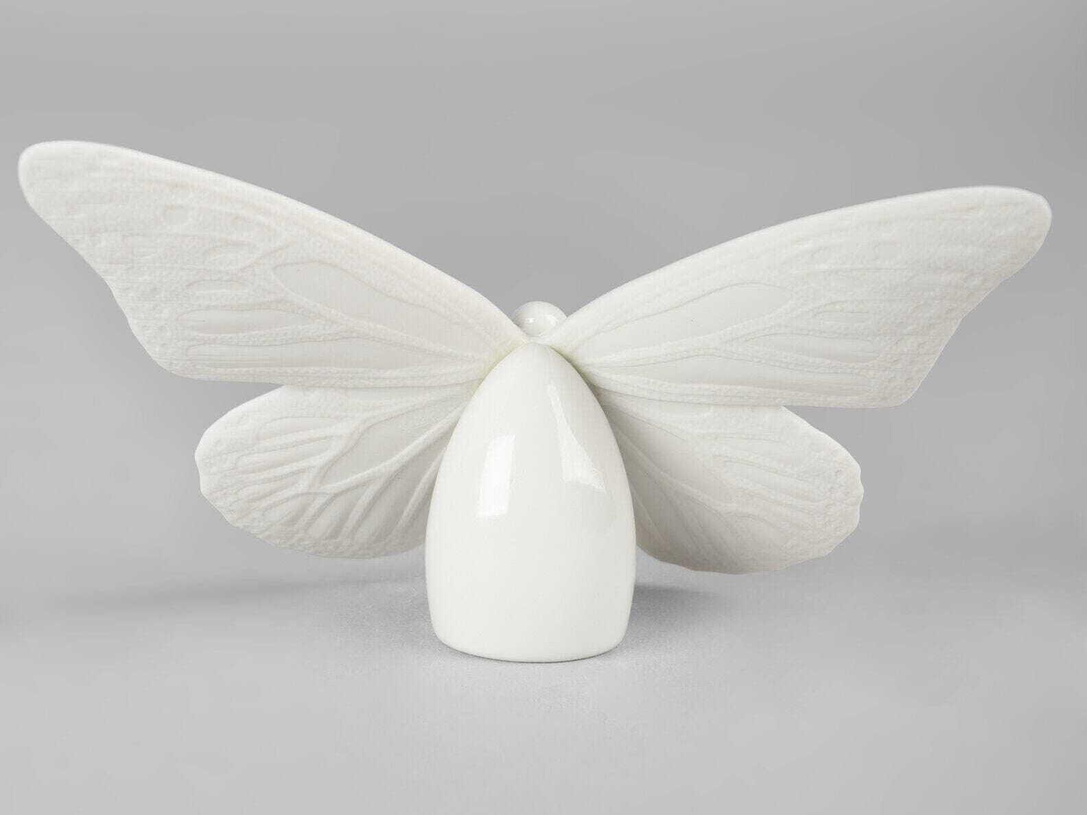 Lladro Golden Luster White Butterfly Figurine