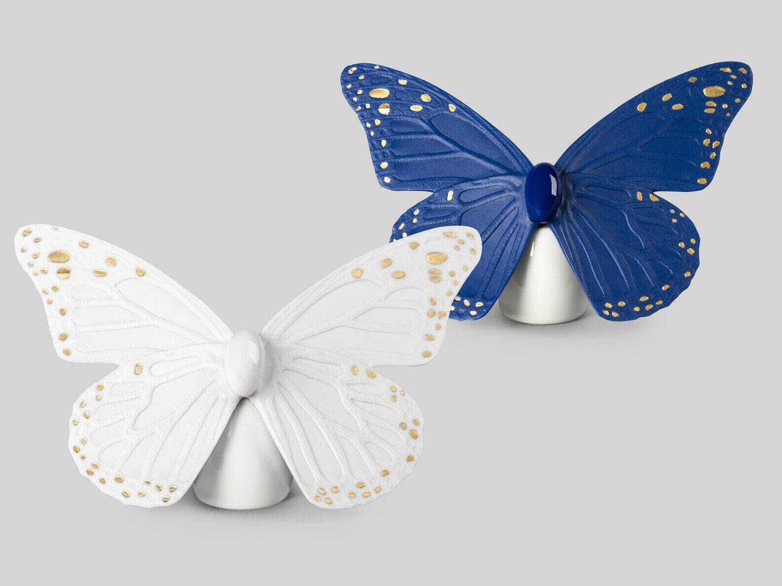 Lladro Golden Luster Blue Butterfly Figurine