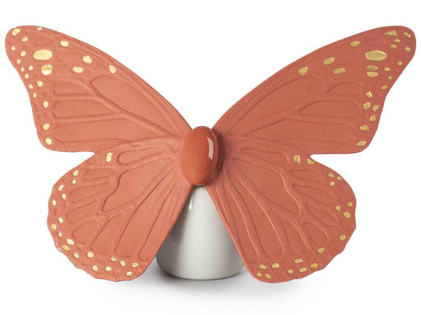Lladro Golden Luster Coral Butterfly Figurine