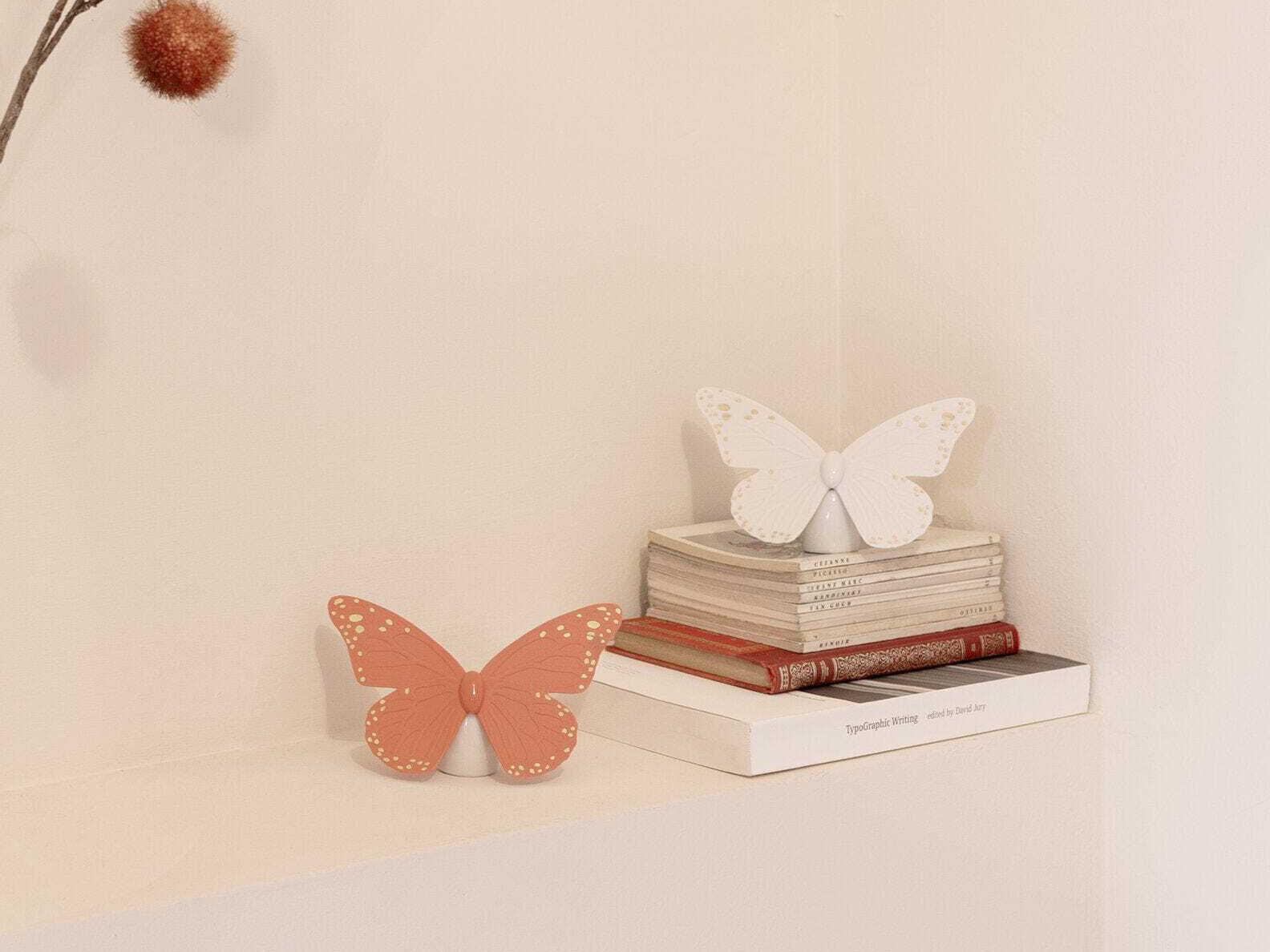 Lladro Golden Luster Coral Butterfly Figurine