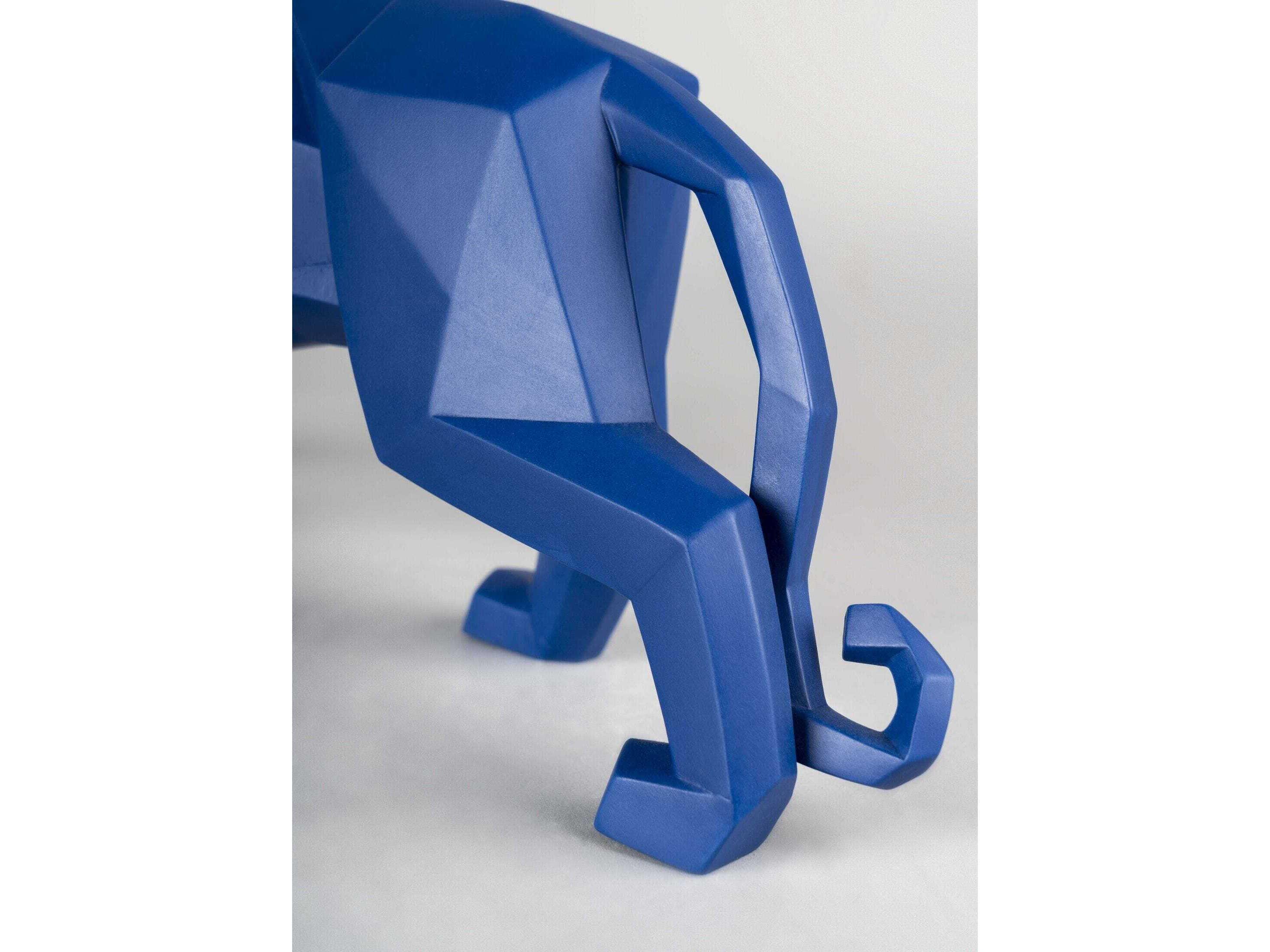 Lladro Matte Blue Panther Sculpture