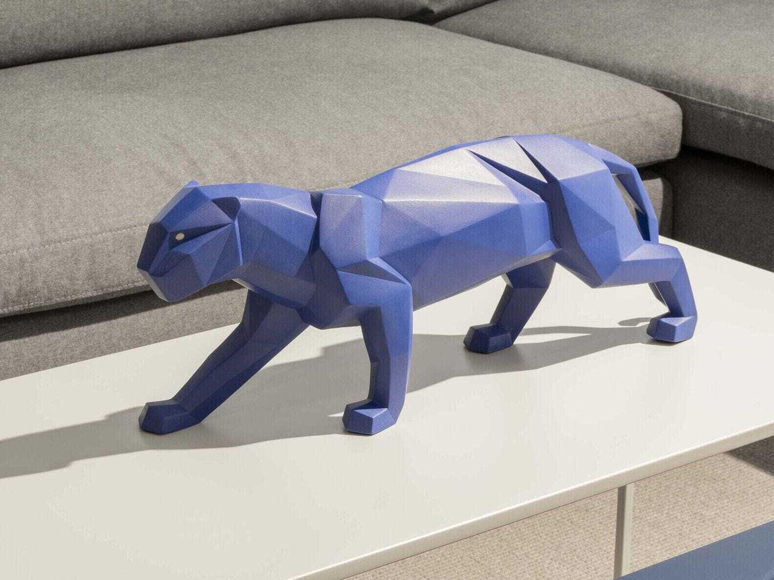 Lladro Matte Blue Panther Sculpture