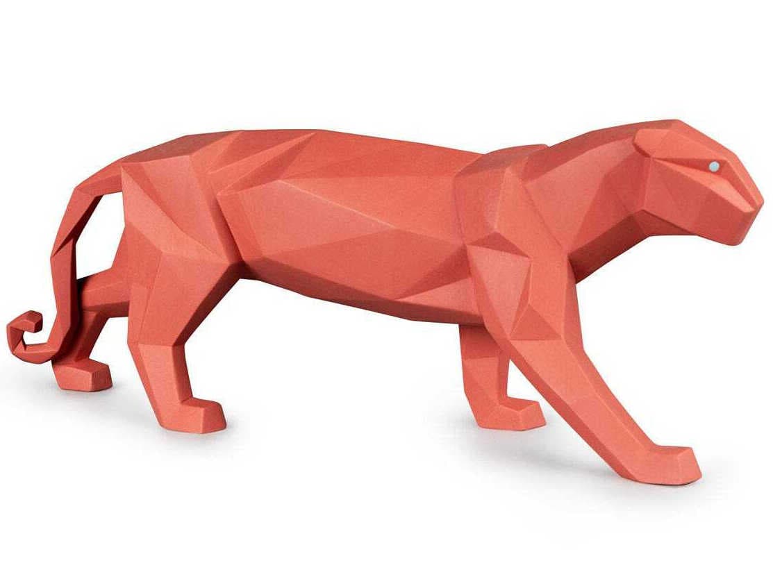 Lladro Matte Coral Panther Sculpture