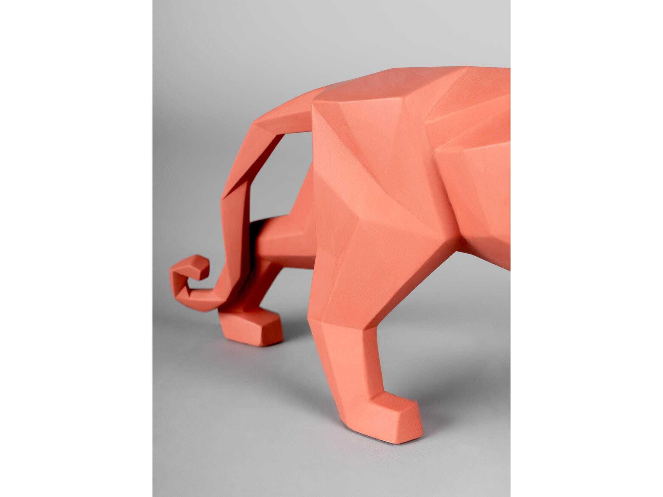 Lladro Matte Coral Panther Sculpture