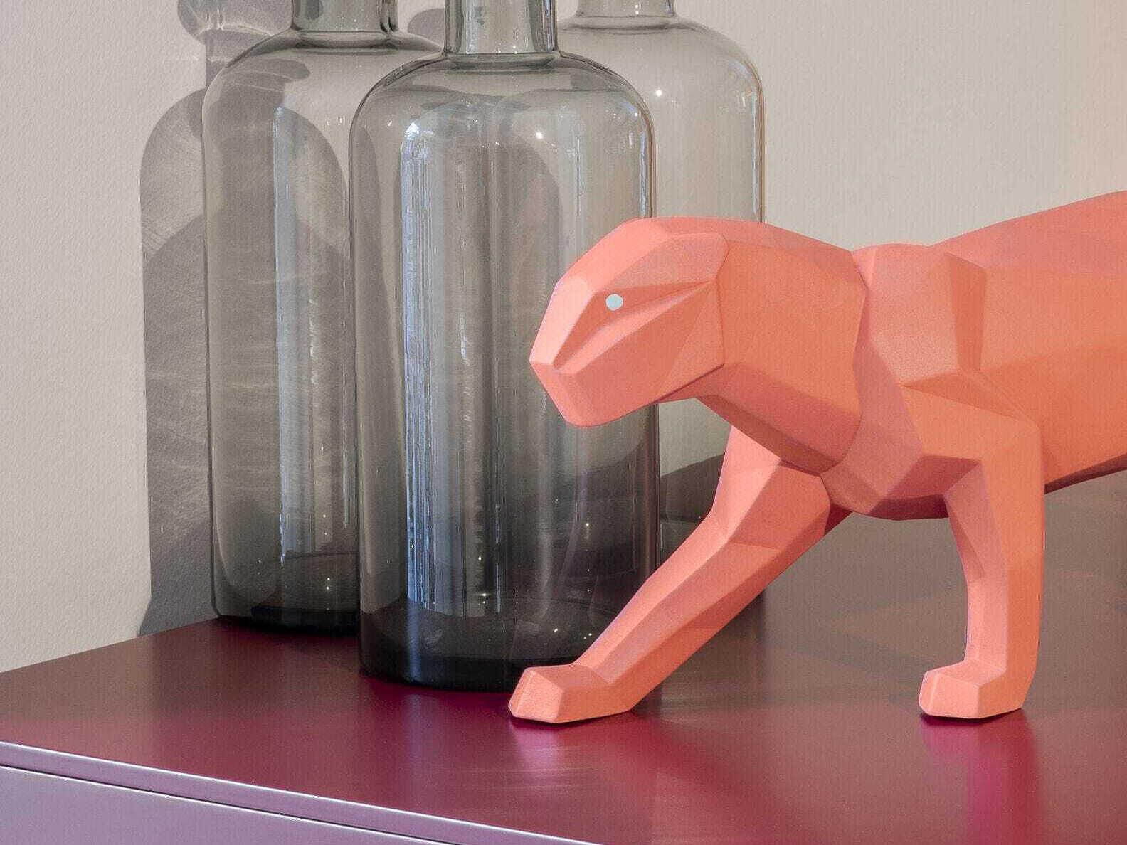 Lladro Matte Coral Panther Sculpture