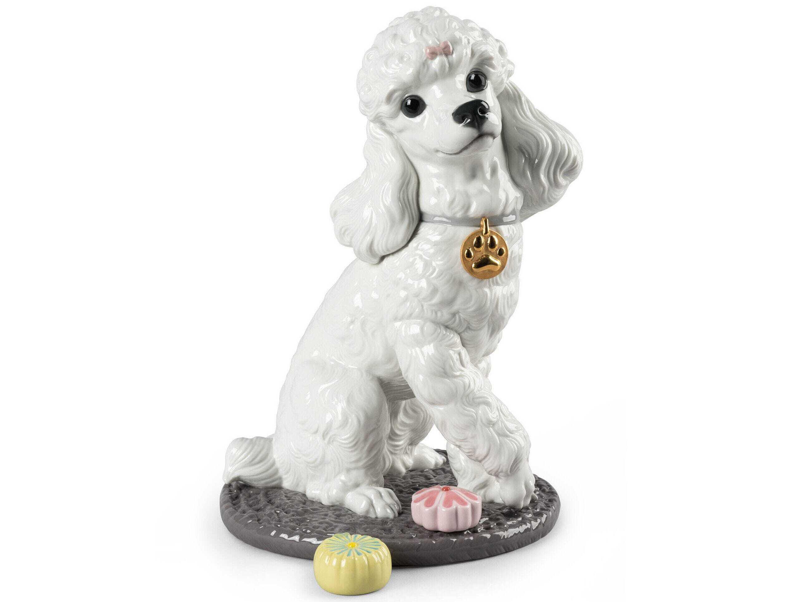 Lladro Poodle with Mochis Dog Figurine
