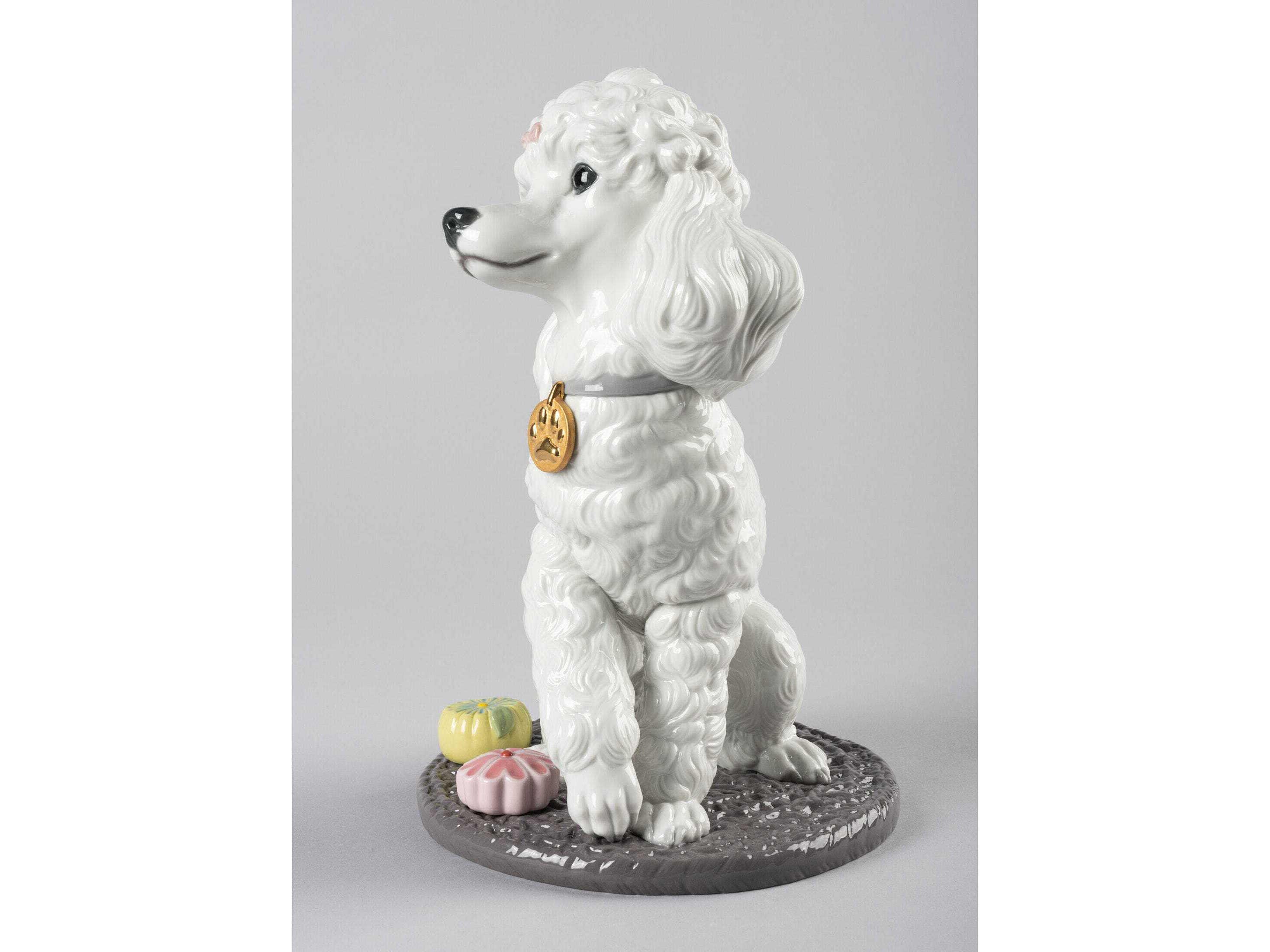Lladro Poodle with Mochis Dog Figurine