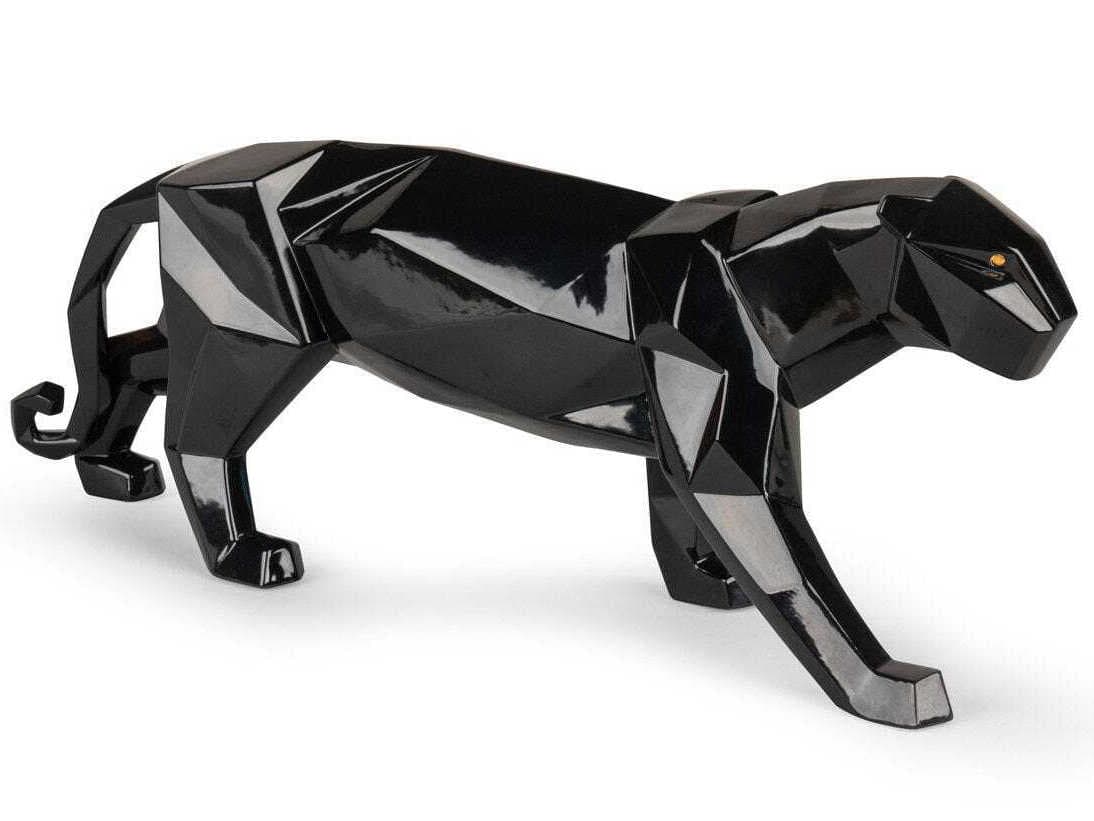 Lladro Glazed Black Panther Sculpture