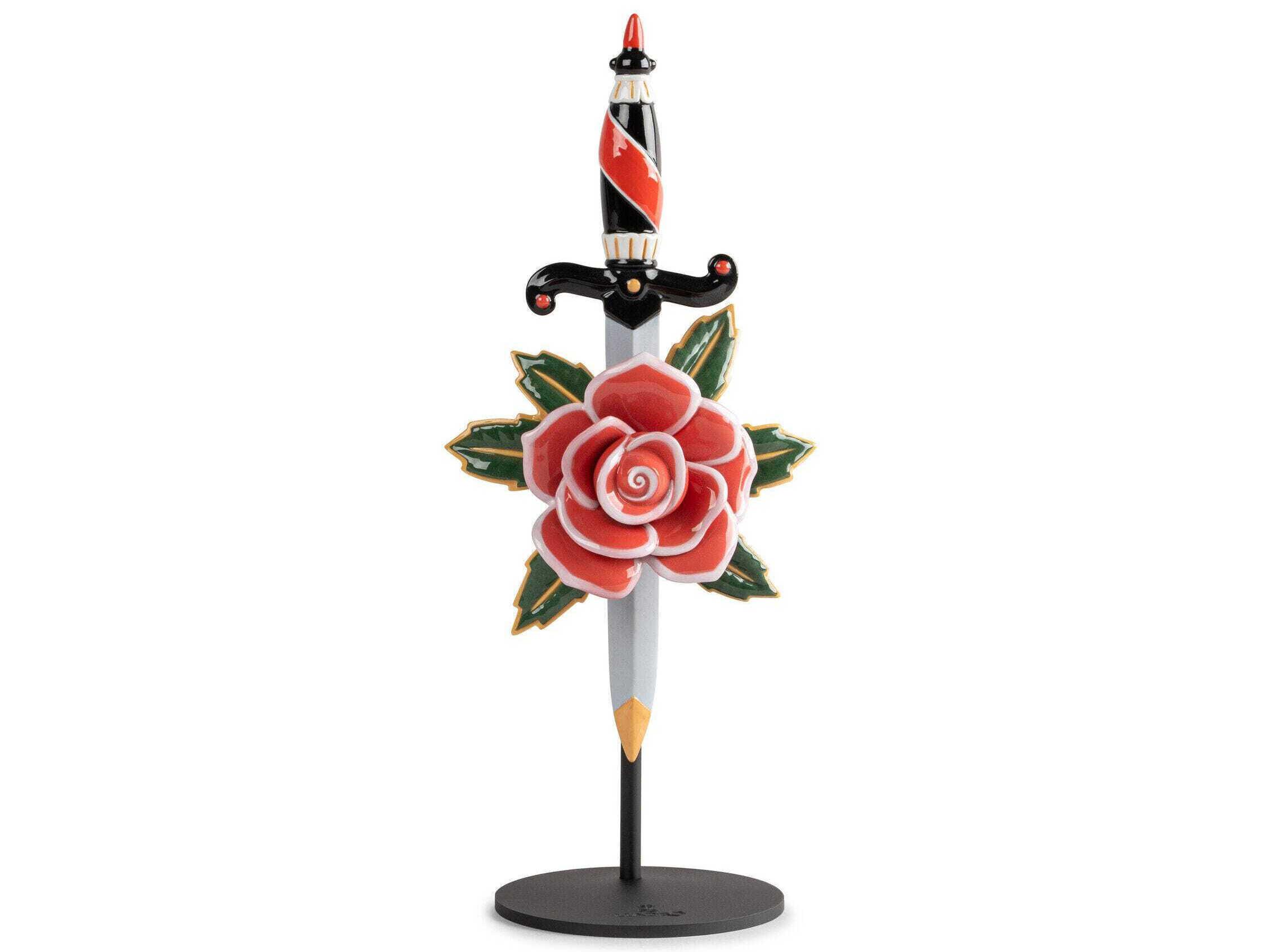 Lladro Dagger and Rose Figurine