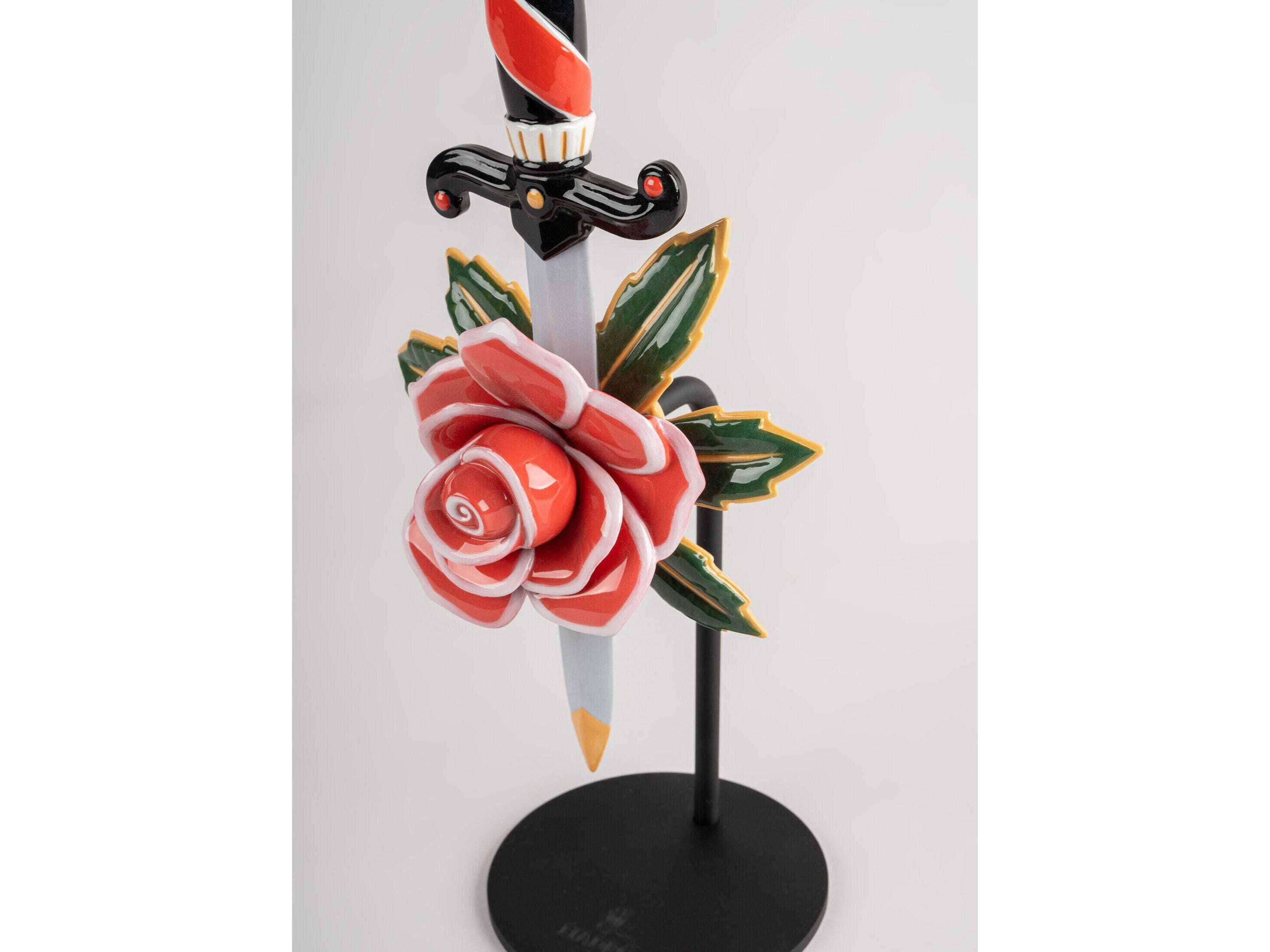 Lladro Dagger and Rose Figurine